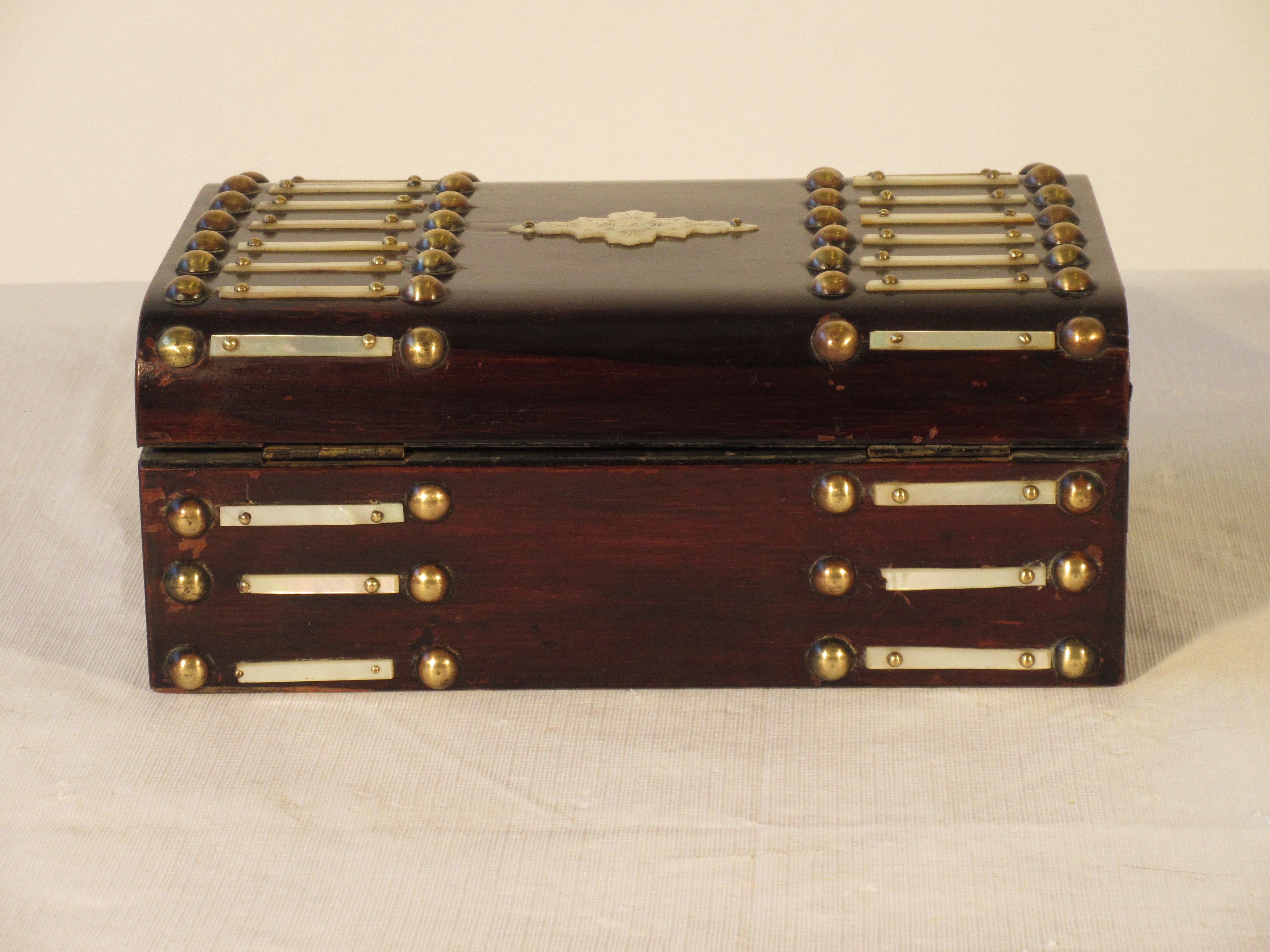 1880s Wood and Brass Studded Box 2