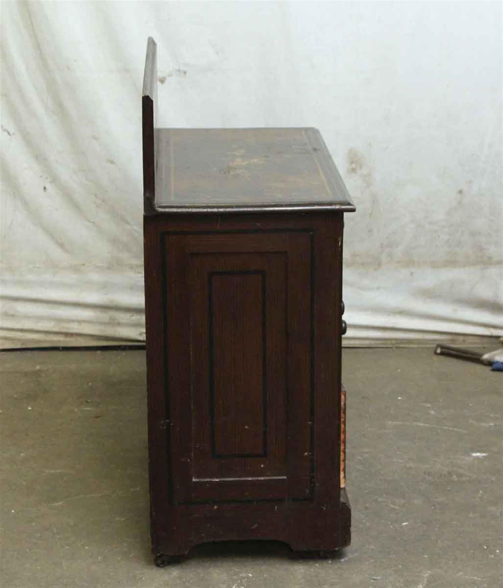 1880s Wooden Dark Tone Wash Stand with a Hand Painted Decorative Finish 3
