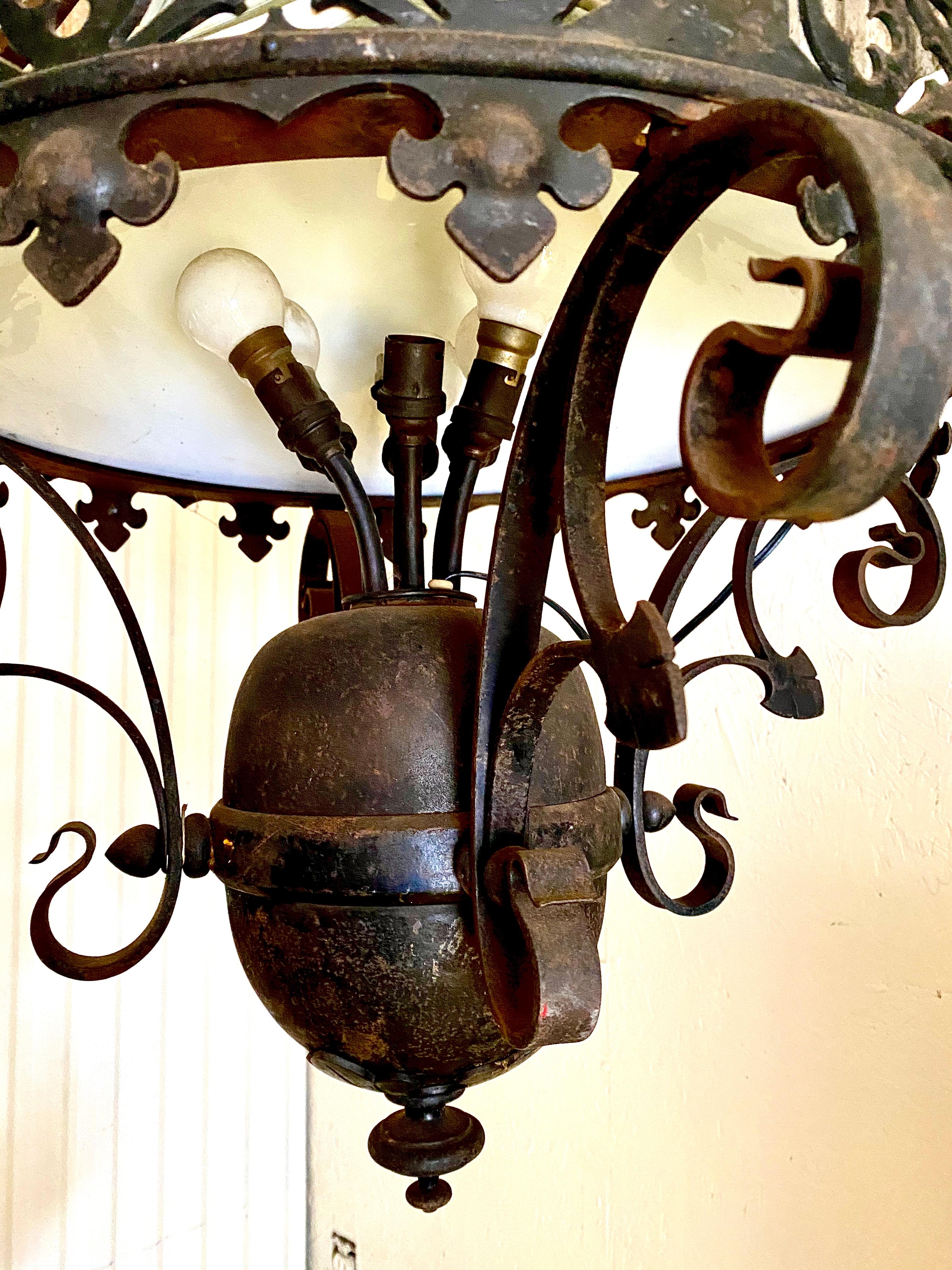 19th Century 1880s Wrought Iron American Gothic Light For Sale