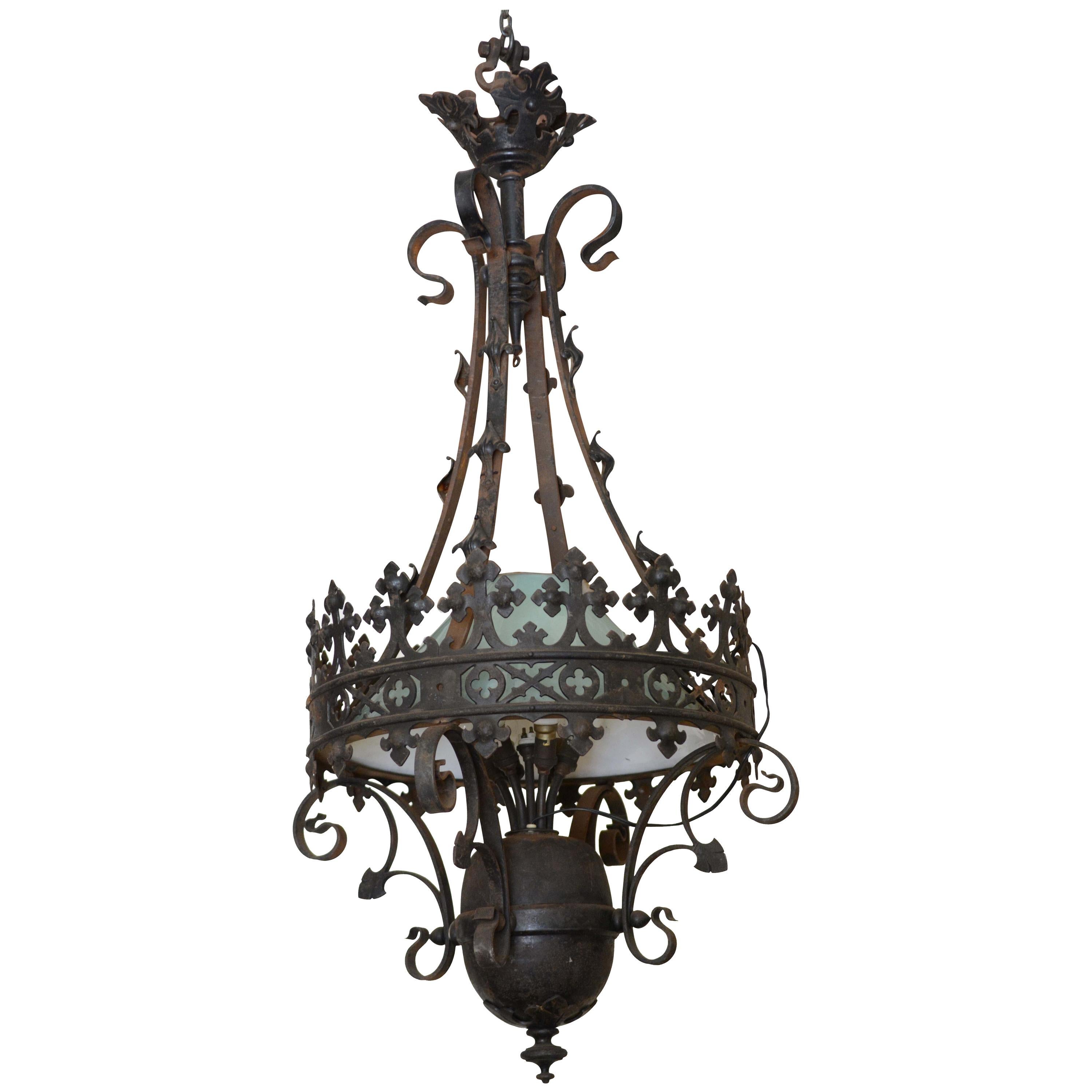 1880s Wrought Iron American Gothic Light For Sale