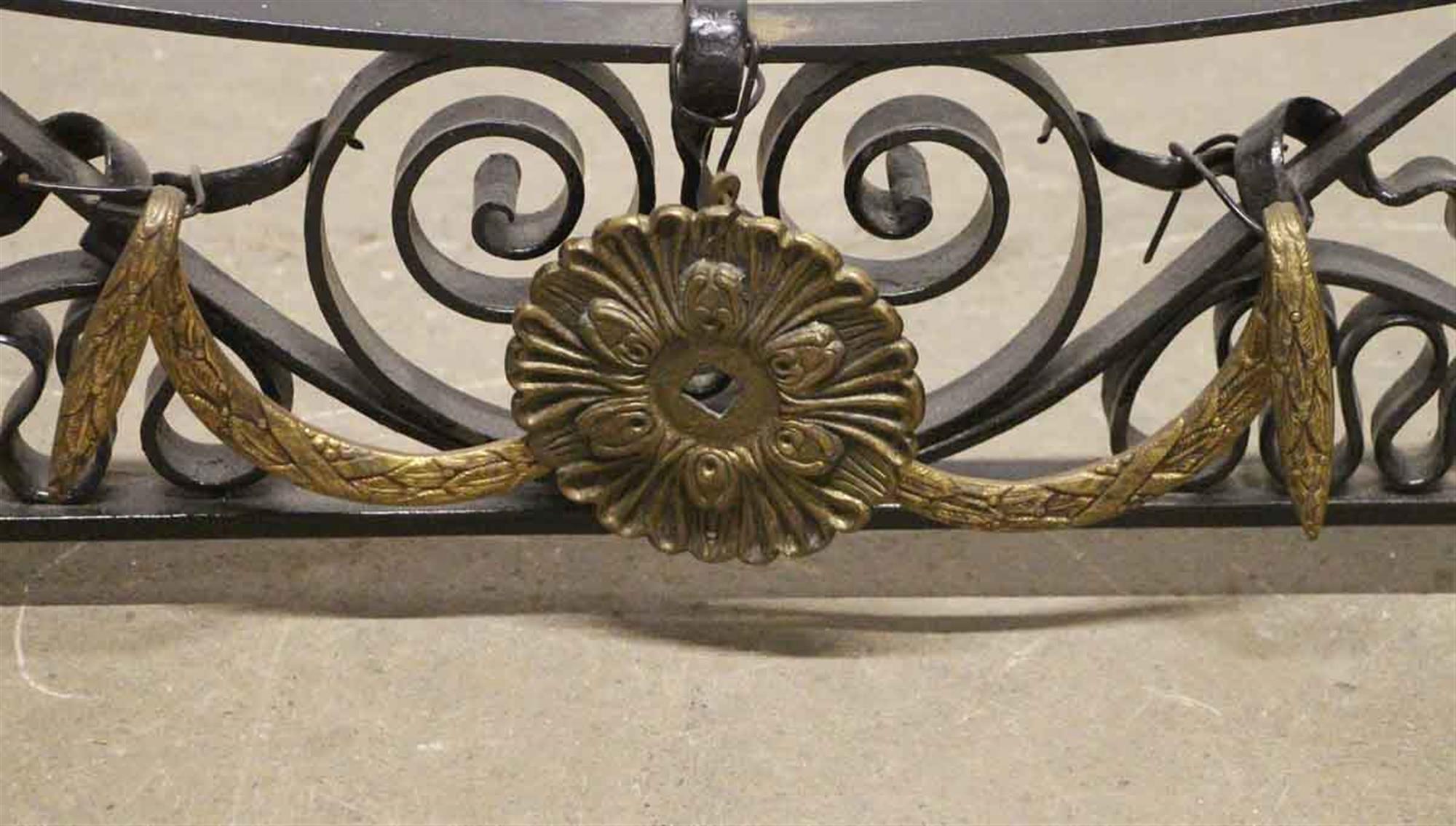 1880s Wrought Iron Fireplace Fender with Brass Details In Good Condition In New York, NY