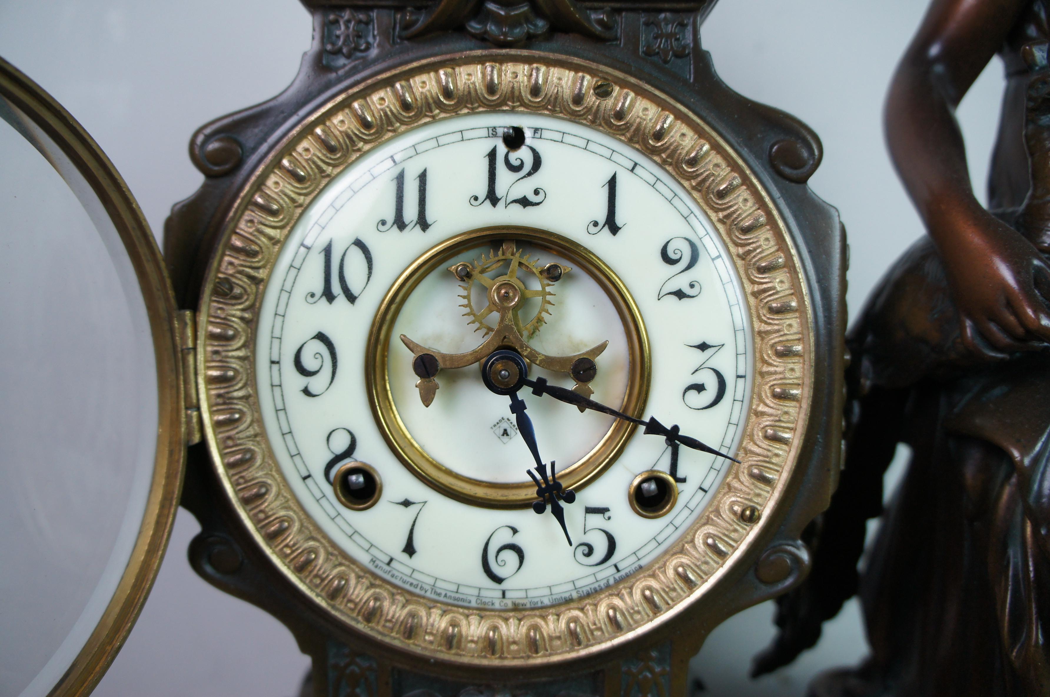 ansonia marble mantel clock