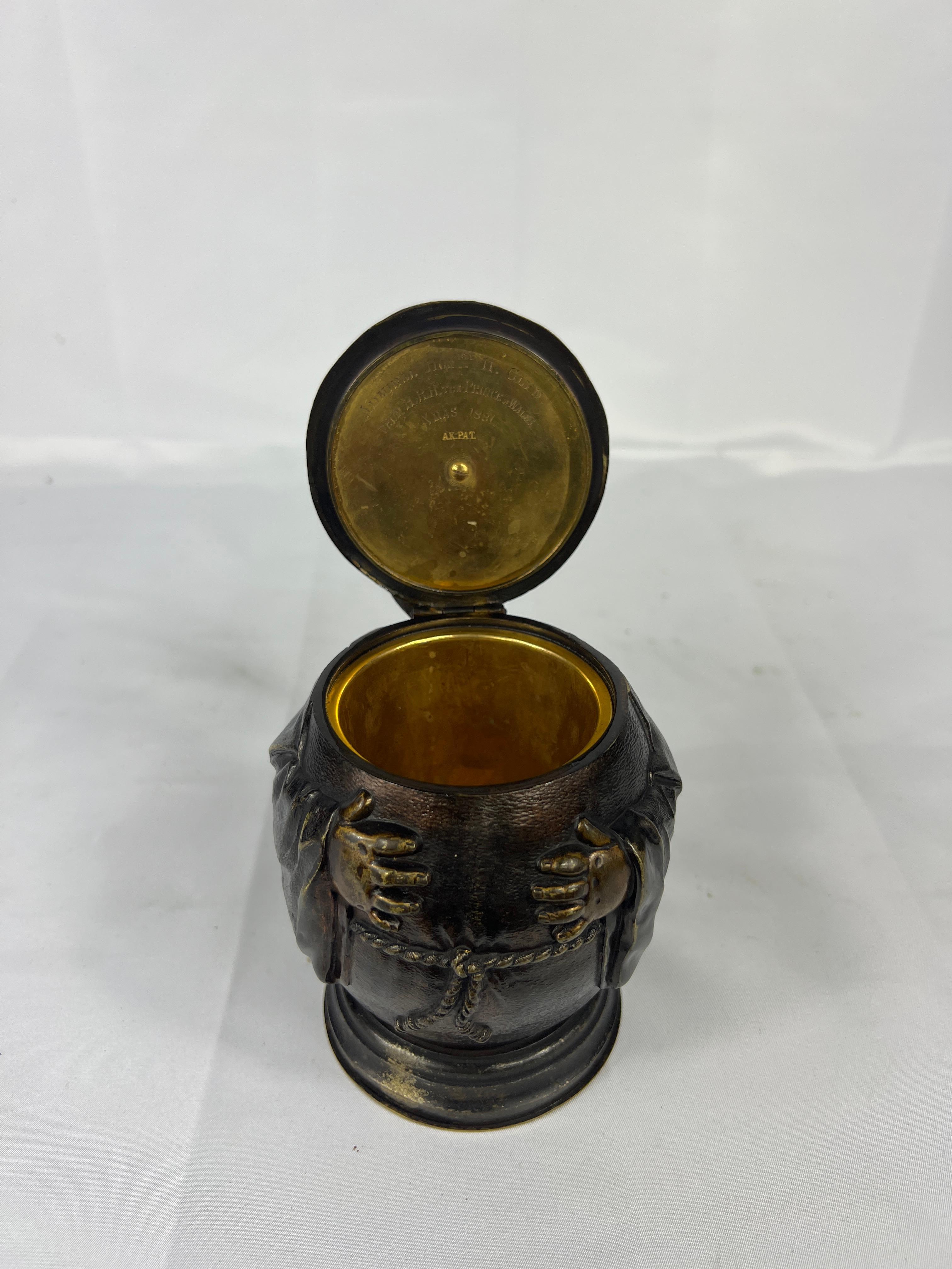 1881 Edoardo VII Principe di Galles calamaio e umidificatore in bronzo Admiral Henry Glyn in vendita 1