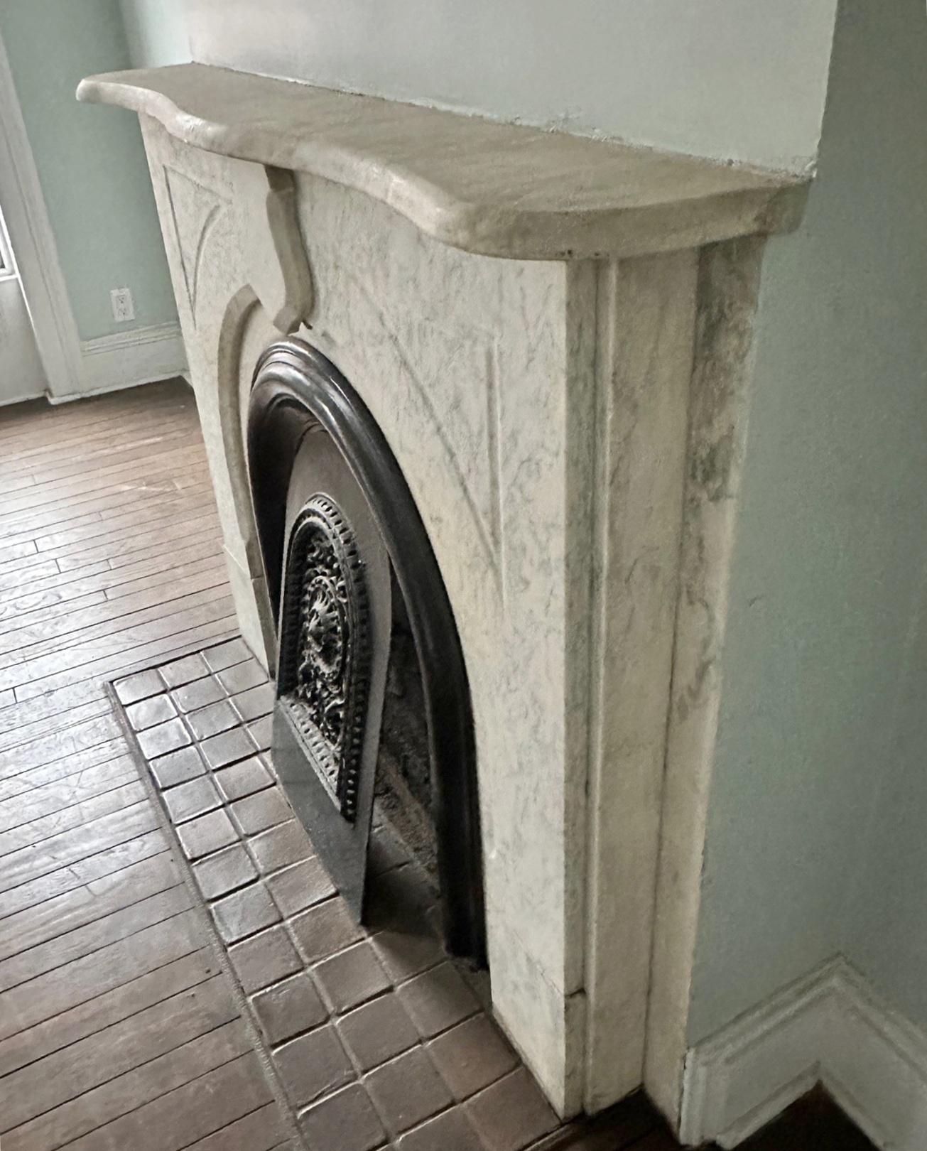 Late 19th Century 1881 NYC Townhouse Simple Arched Marble Mantel