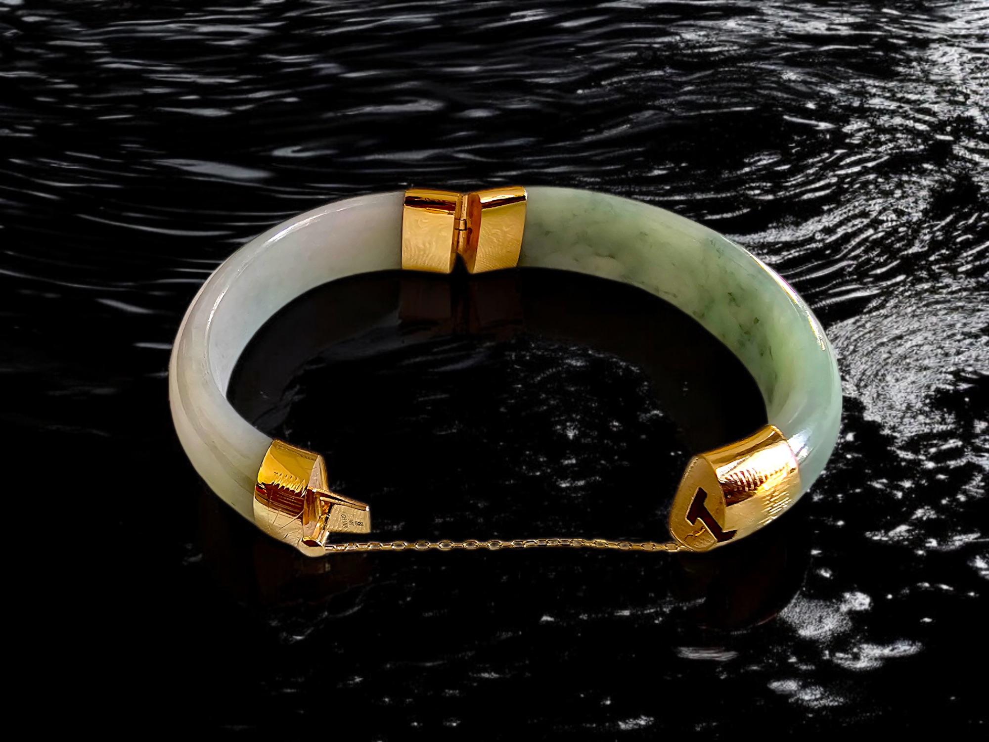 Bracelet jonc Viceroy's Elliptical en A-Jade birman de 1881 (avec or jaune 14 carats) en vente 5