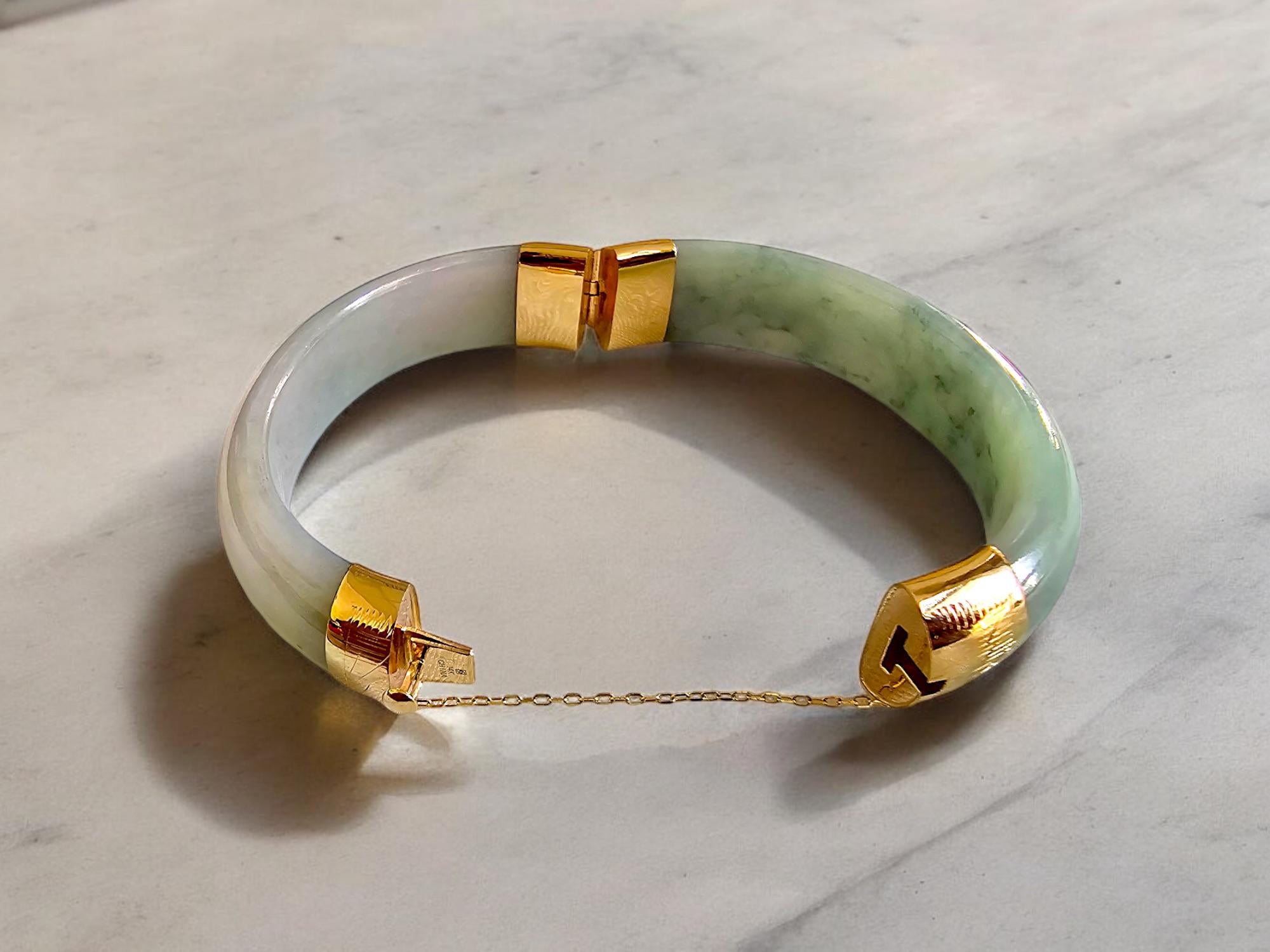 Bracelet jonc Viceroy's Elliptical en A-Jade birman de 1881 (avec or jaune 14 carats) en vente 6