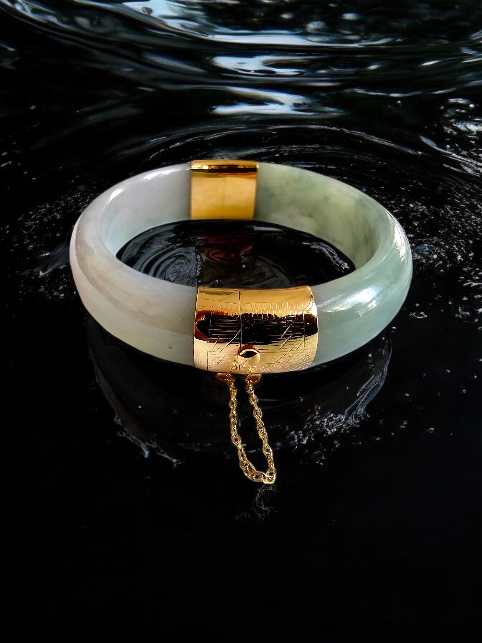Bracelet jonc Viceroy's Elliptical en A-Jade birman de 1881 (avec or jaune 14 carats) en vente 7