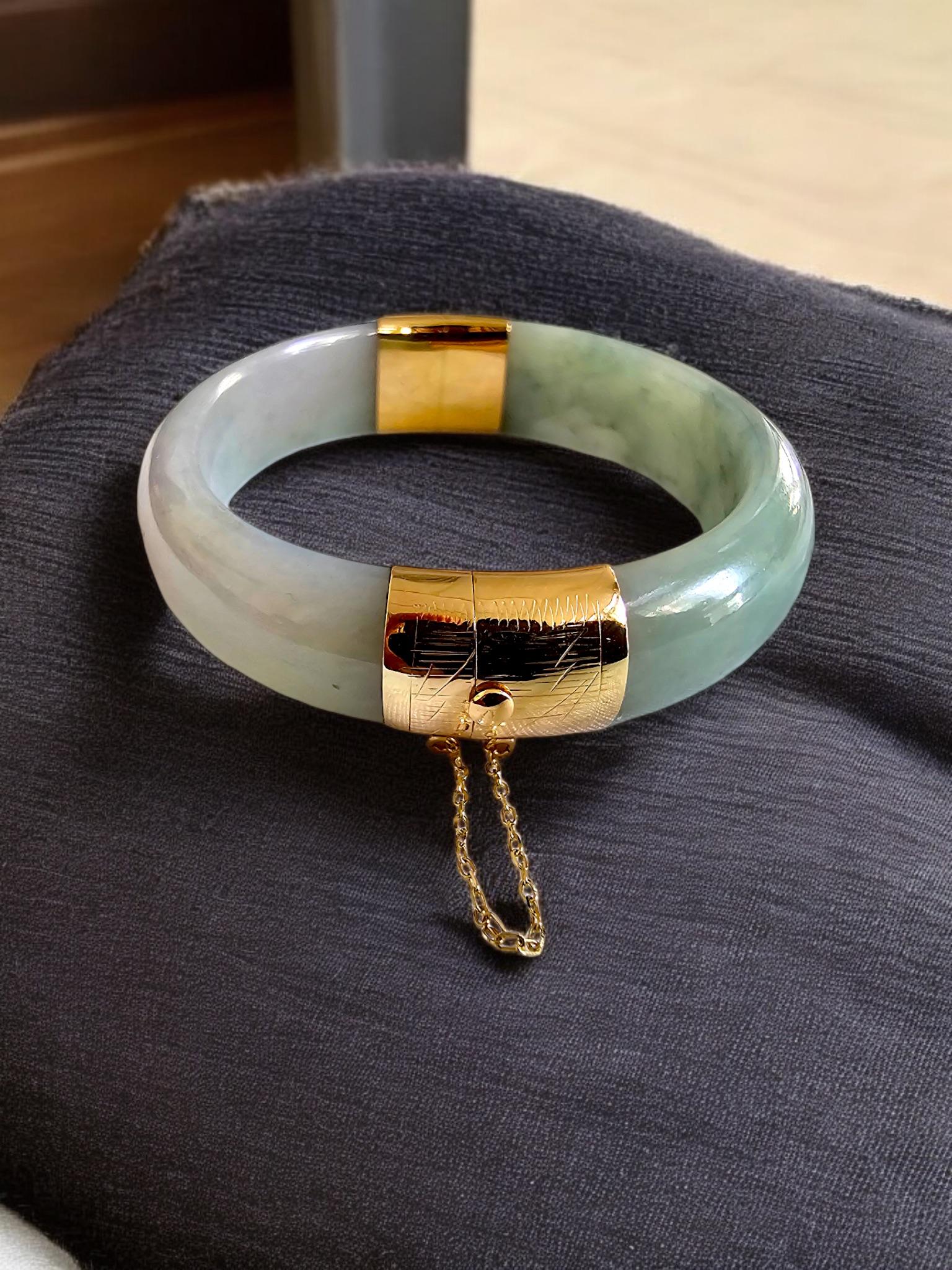 Bracelet jonc Viceroy's Elliptical en A-Jade birman de 1881 (avec or jaune 14 carats) en vente 8