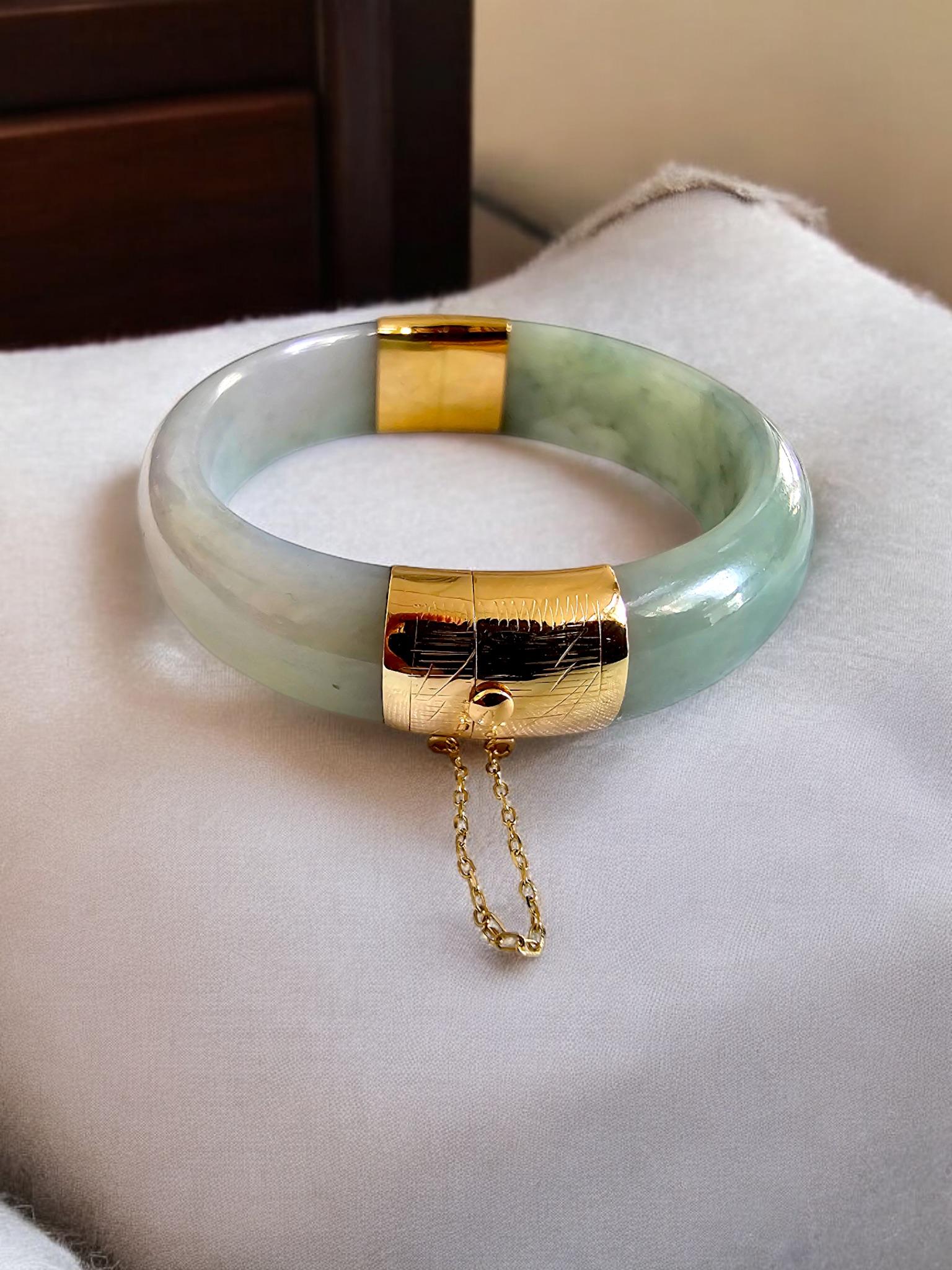 Bracelet jonc Viceroy's Elliptical en A-Jade birman de 1881 (avec or jaune 14 carats) en vente 9