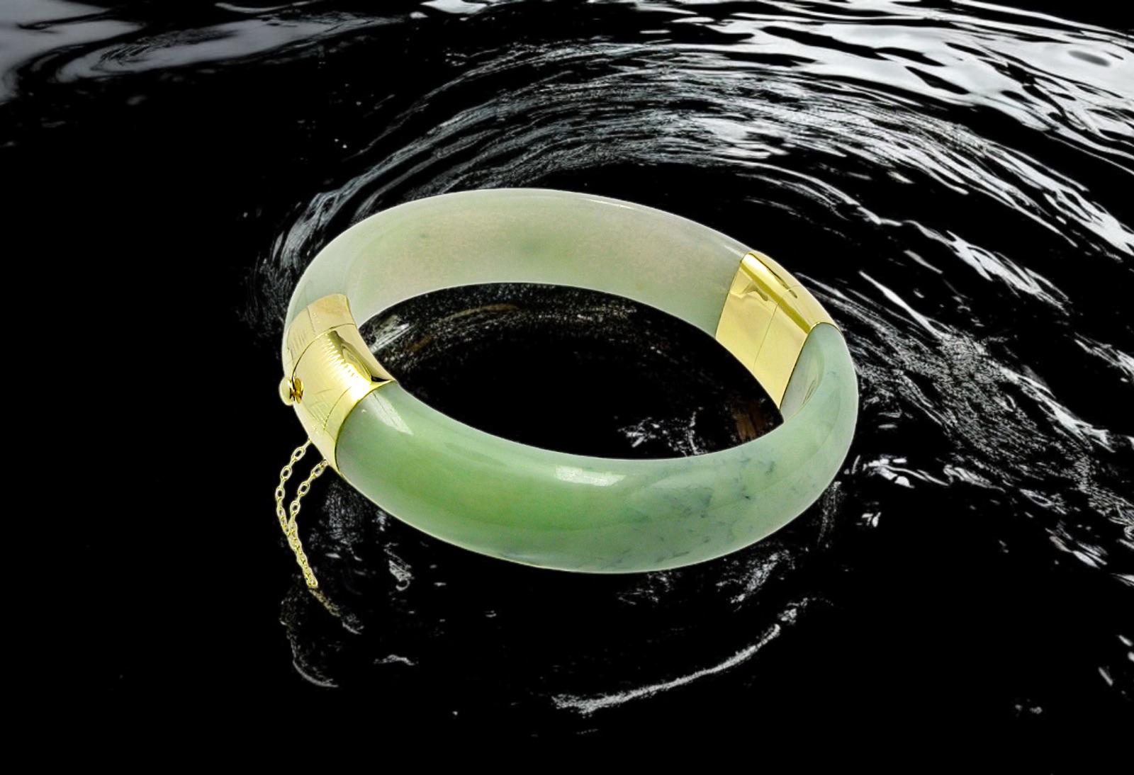 Bracelet jonc Viceroy's Elliptical en A-Jade birman de 1881 (avec or jaune 14 carats) en vente 13