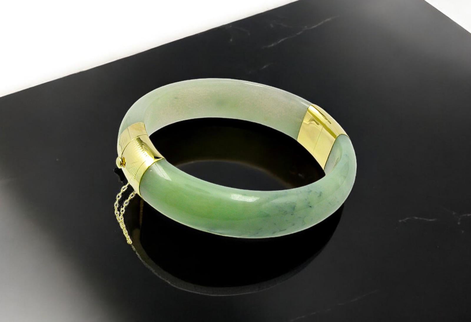 Bracelet jonc Viceroy's Elliptical en A-Jade birman de 1881 (avec or jaune 14 carats) en vente 14
