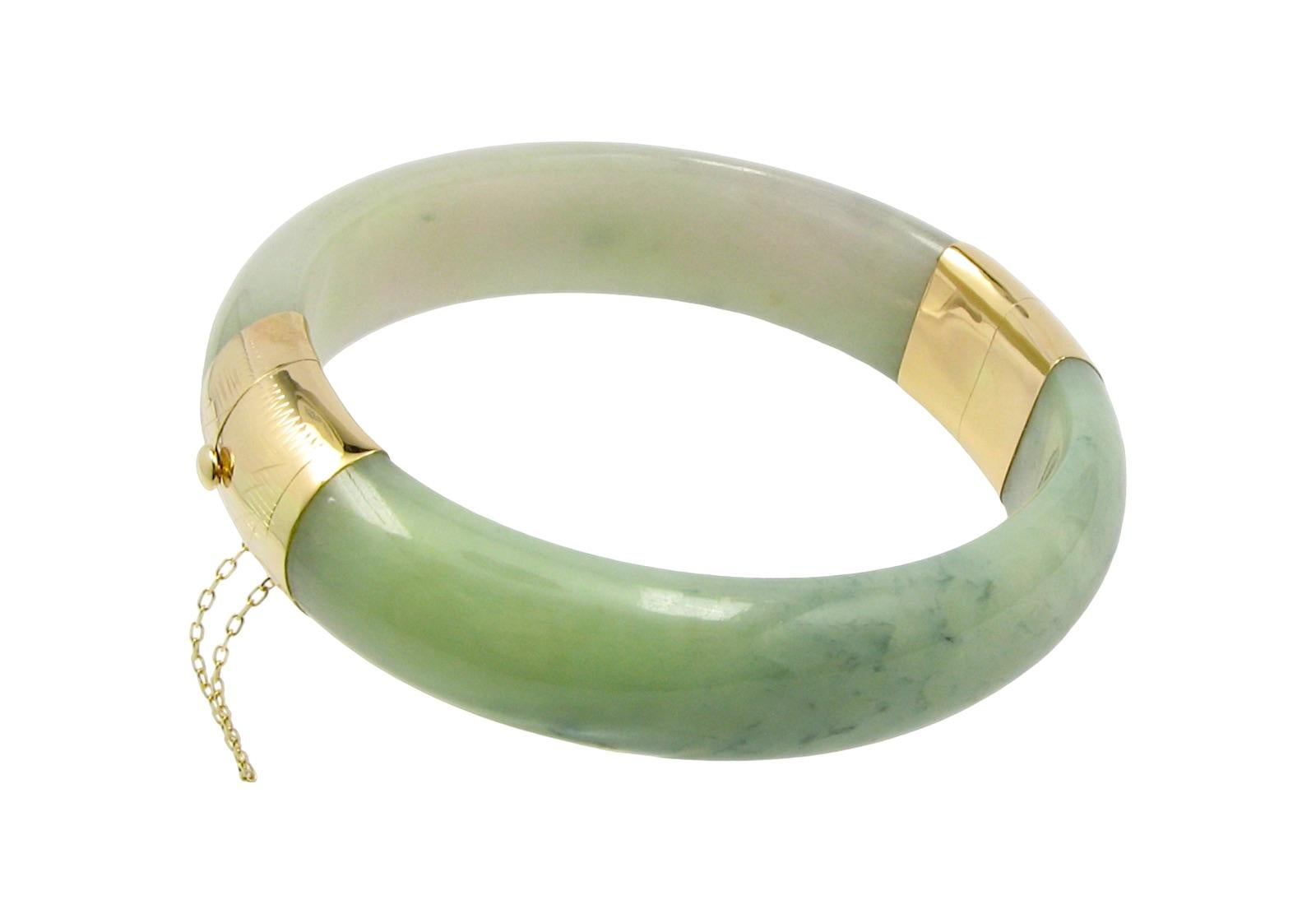 Bracelet jonc Viceroy's Elliptical en A-Jade birman de 1881 (avec or jaune 14 carats) en vente 15