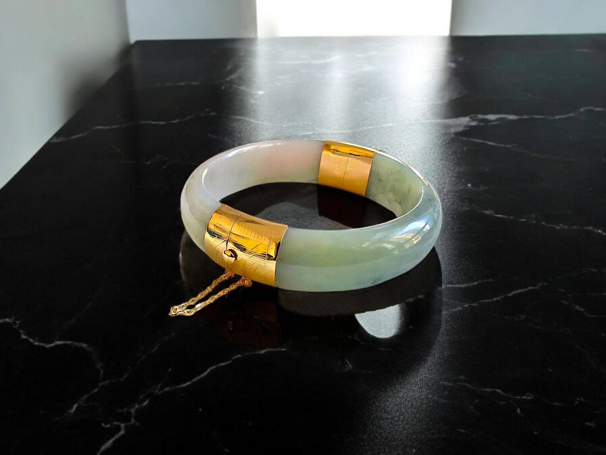 Taille mixte Bracelet jonc Viceroy's Elliptical en A-Jade birman de 1881 (avec or jaune 14 carats) en vente