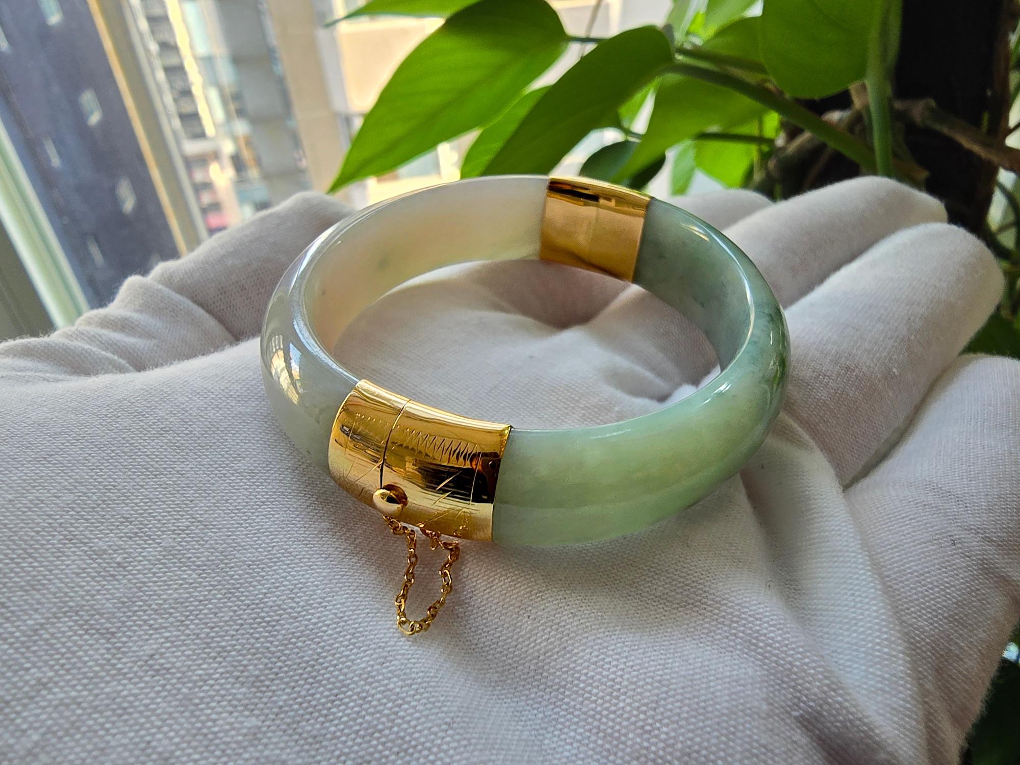 Bracelet jonc Viceroy's Elliptical en A-Jade birman de 1881 (avec or jaune 14 carats) en vente 1