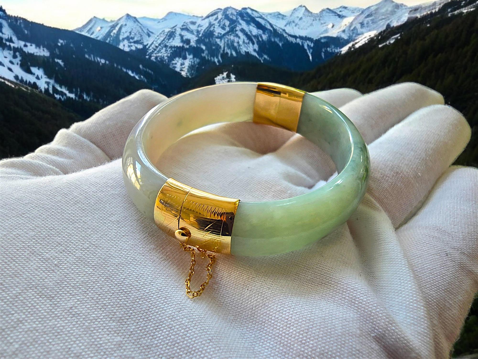 Bracelet jonc Viceroy's Elliptical en A-Jade birman de 1881 (avec or jaune 14 carats) en vente 2