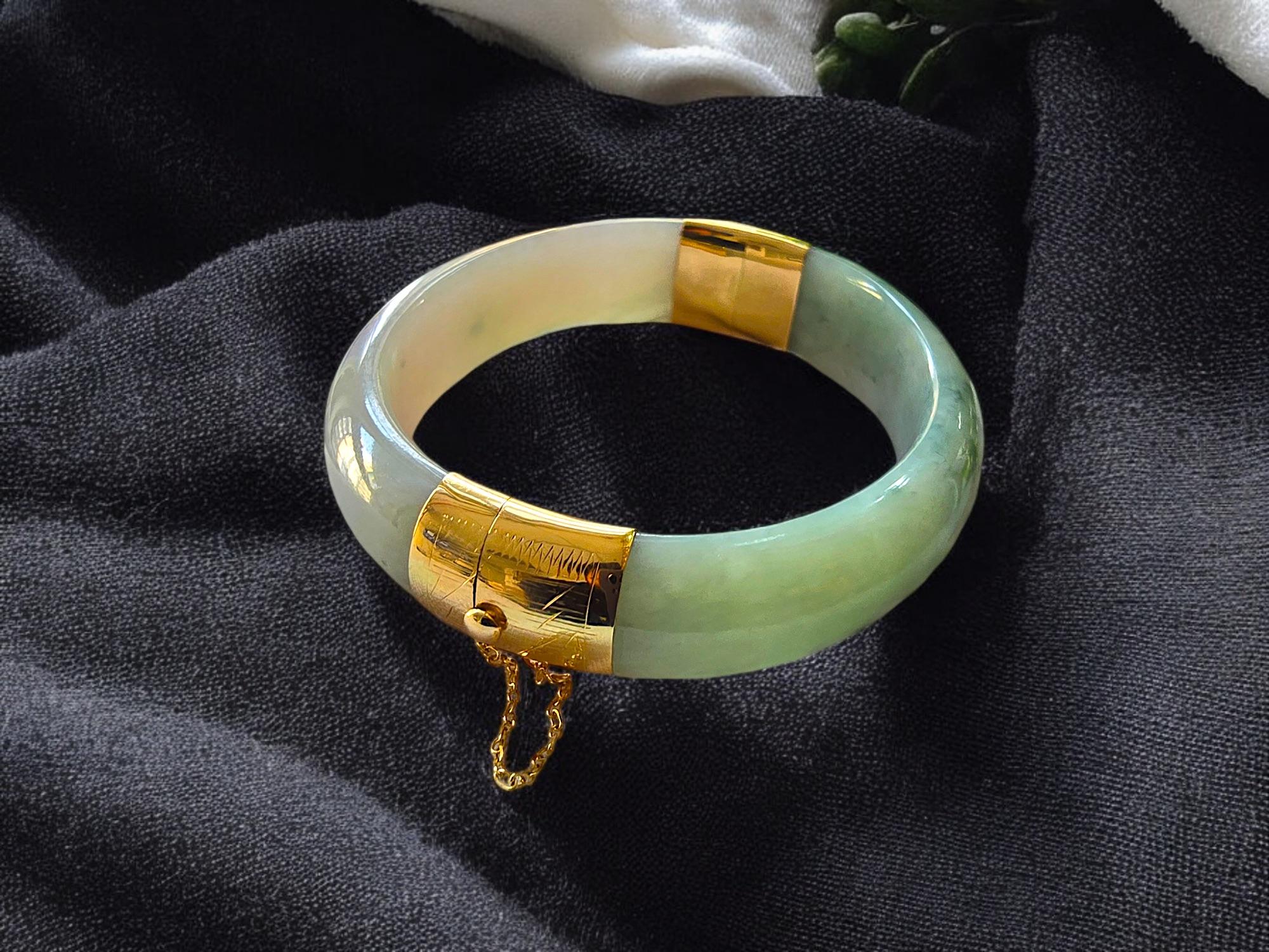 Bracelet jonc Viceroy's Elliptical en A-Jade birman de 1881 (avec or jaune 14 carats) en vente 3