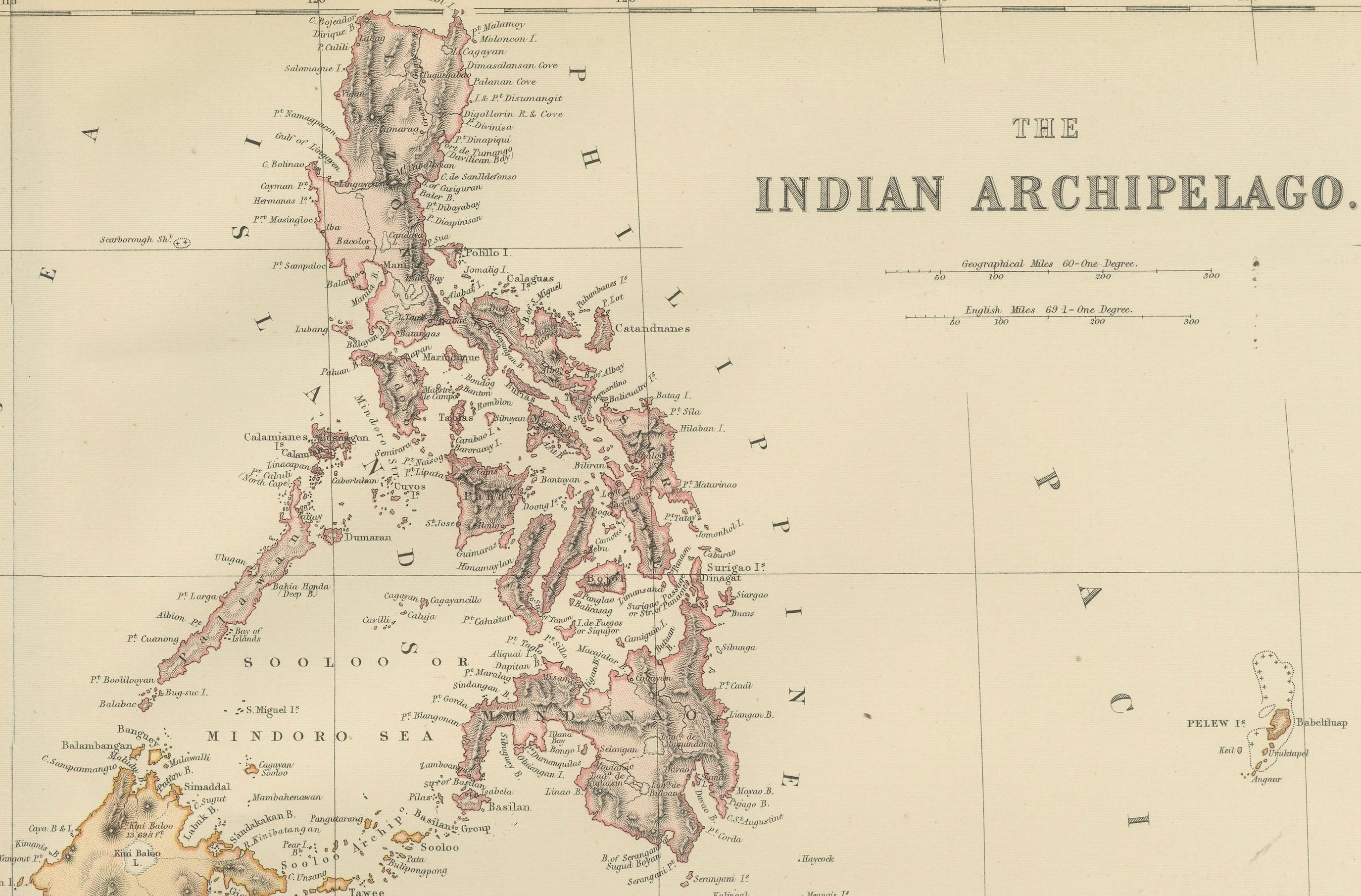 Mapa antiguo de 1882 del archipiélago indio que muestra el Southeast Asia en detalle en venta 1