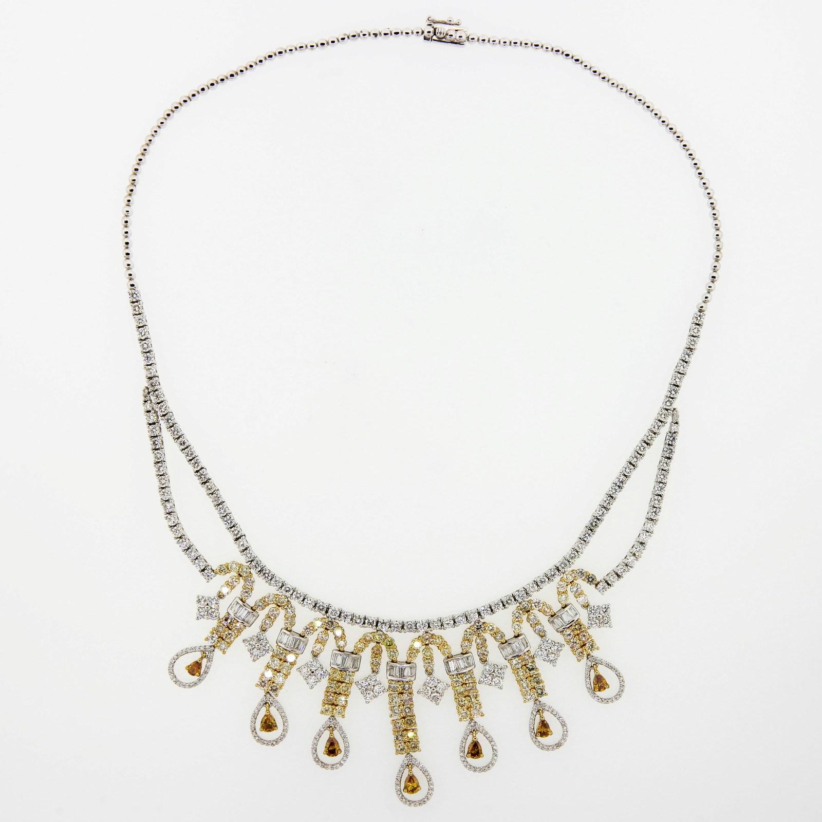 Modern 18.82 Carat Medley of Diamond Gold Necklace For Sale
