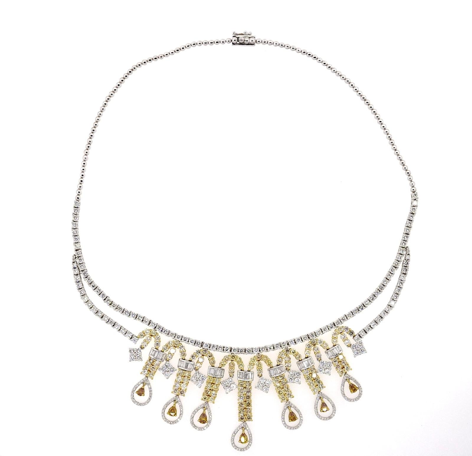 Women's 18.82 Carat Medley of Diamond Gold Necklace For Sale