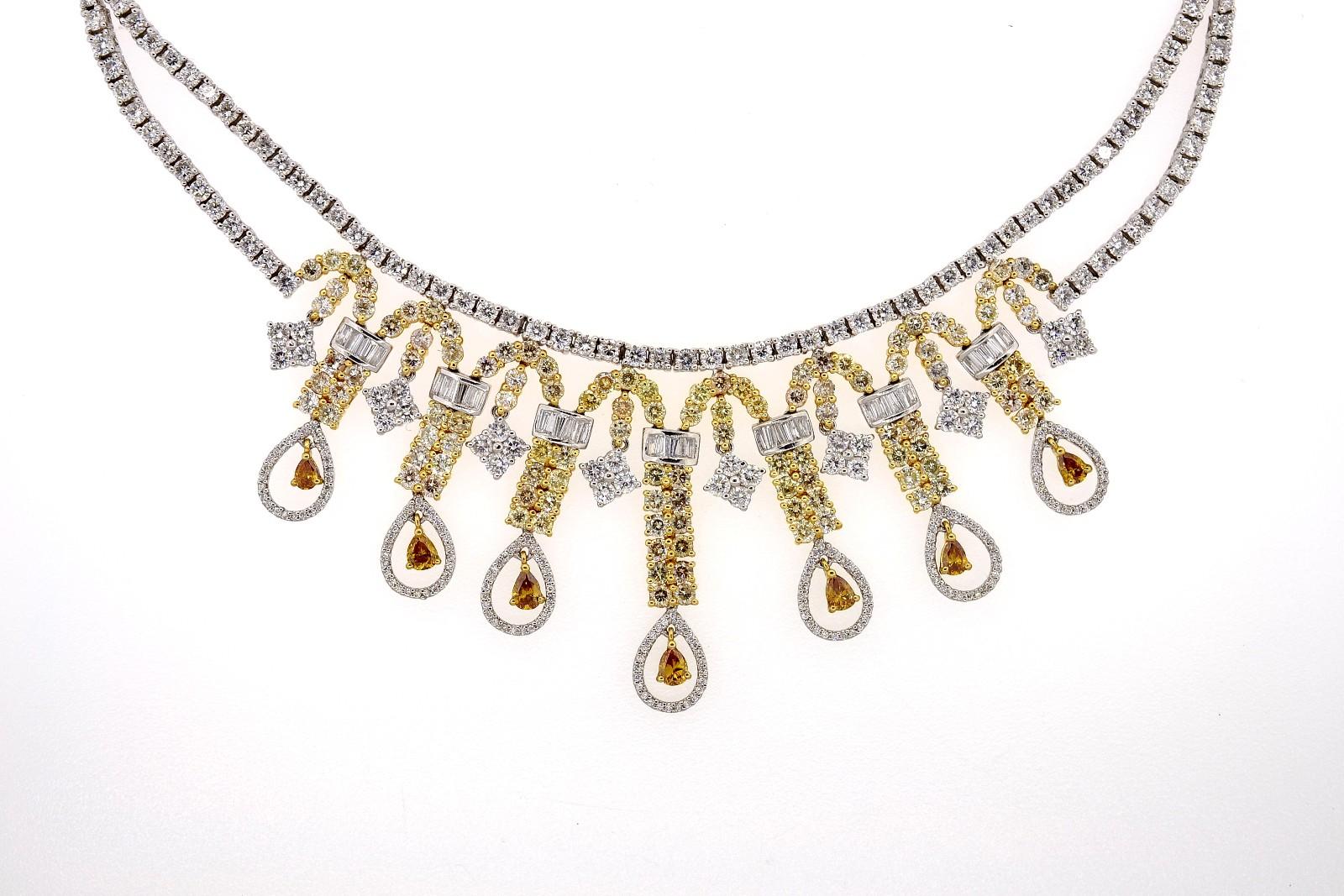 18.82 Carat Medley of Diamond Gold Necklace For Sale 1