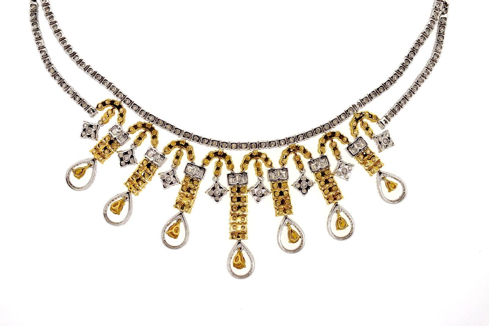 18.82 Carat Medley of Diamond Gold Necklace For Sale 2