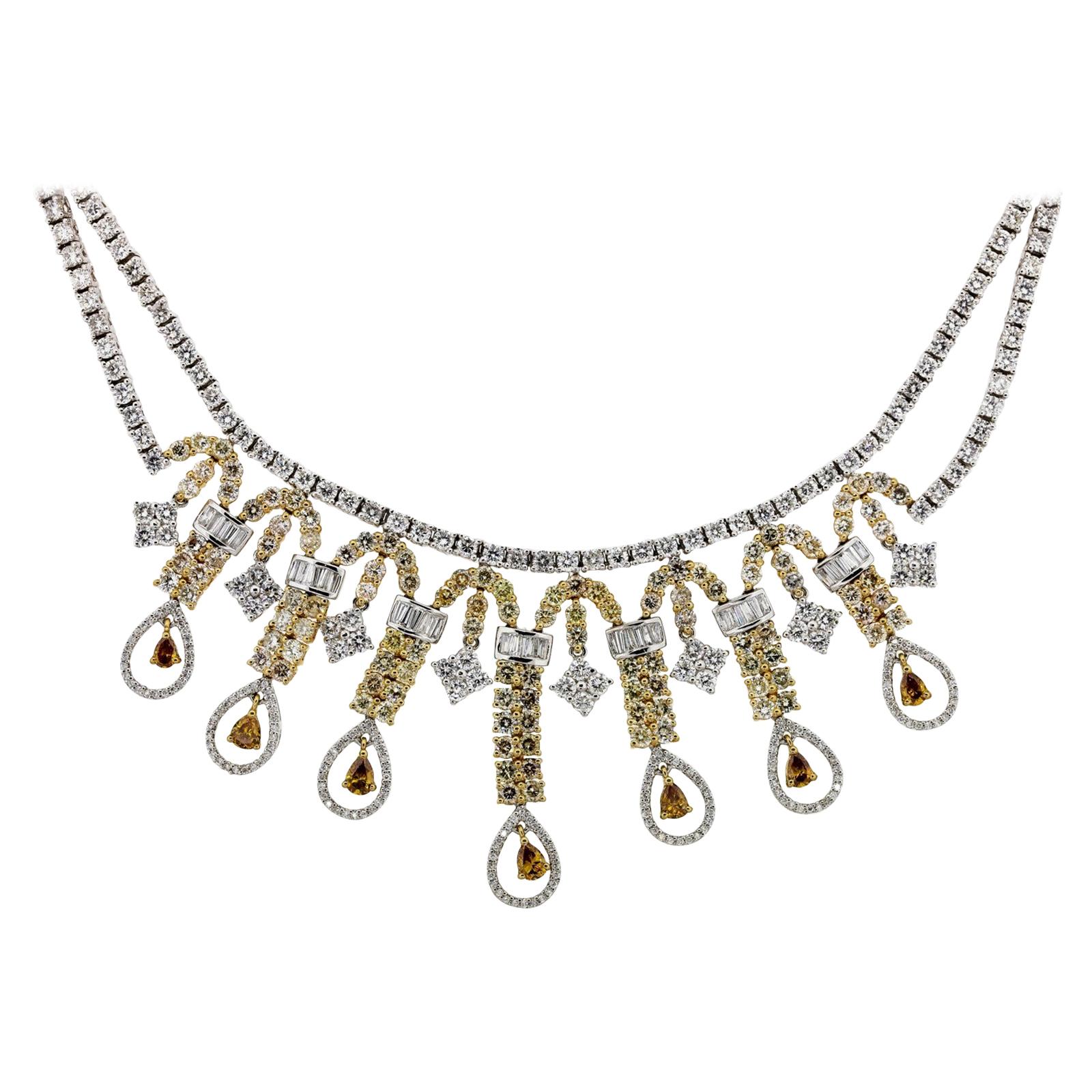 18.82 Carat Medley of Diamond Gold Necklace For Sale