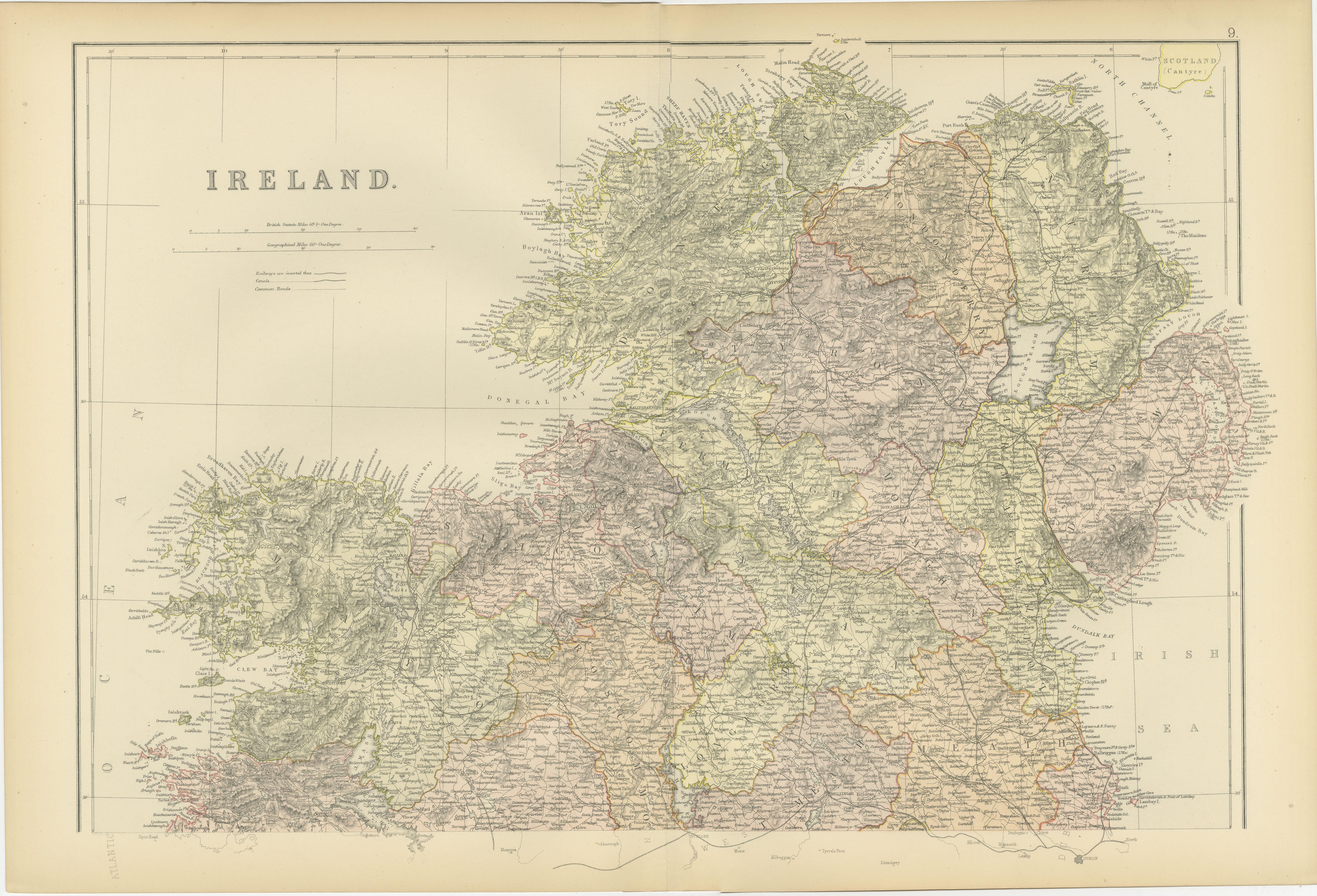 1882 Cartographic Views of Ireland's North and South Regions In Good Condition For Sale In Langweer, NL