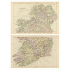 Viste cartografiche del 1882 delle regioni settentrionali e meridionali dell'Irlanda