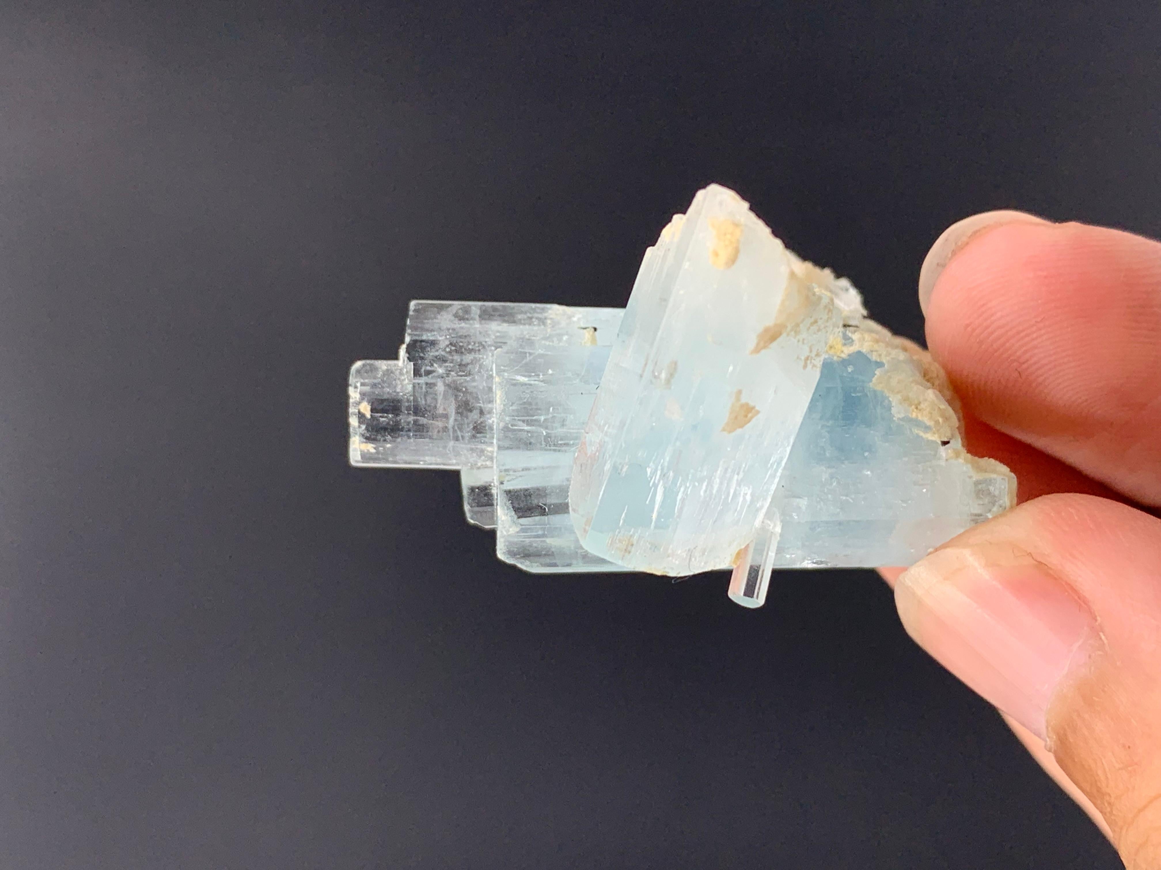 Cristal de roche Élégant bouleau en cristal d'aigue-marine de 18,82 grammes provenant de la vallée de Skardu, Pakistan  en vente