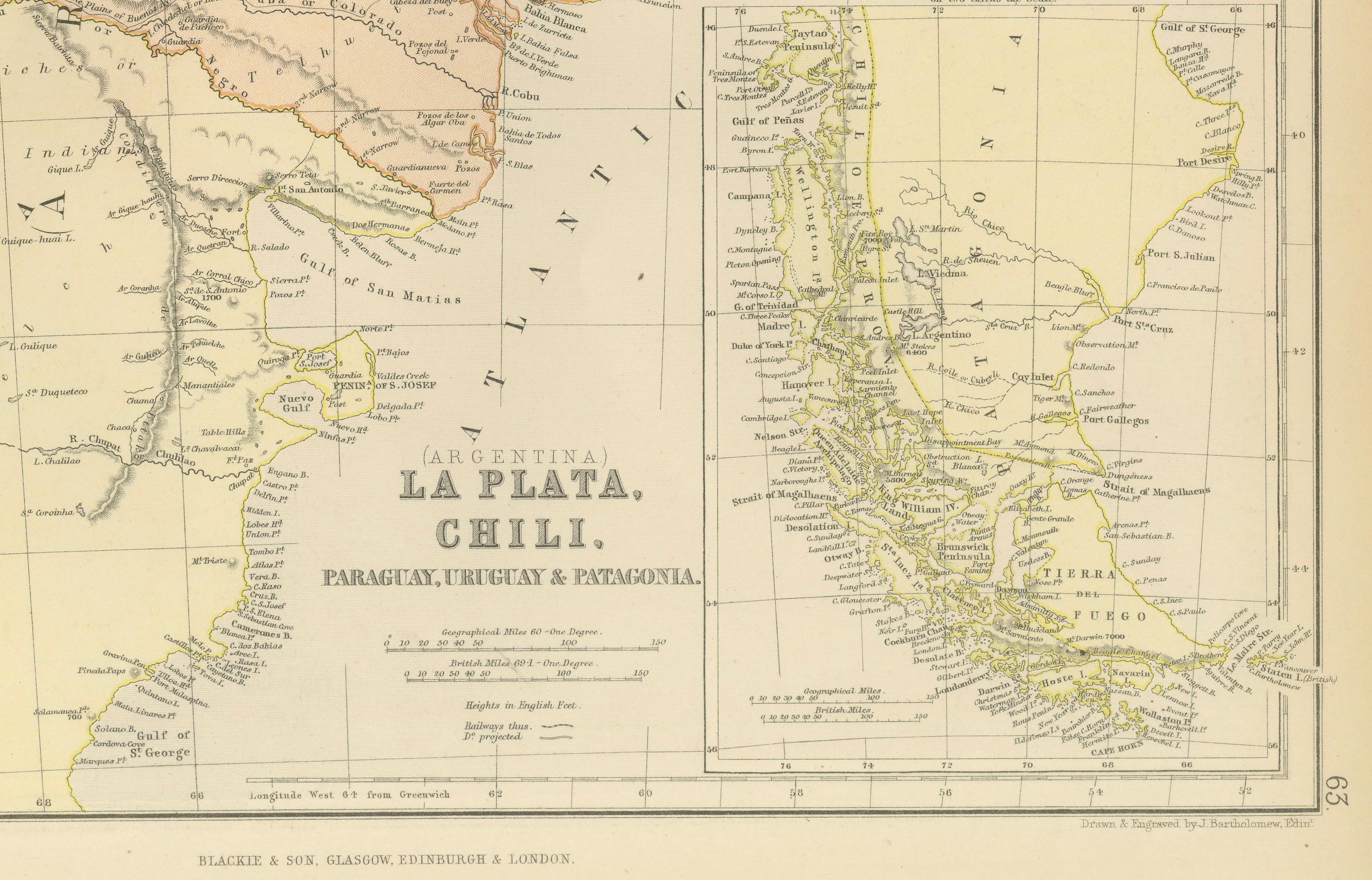 1882 Map of Argentina, La Plata, Chile, Paraguay, Uruguay, and Patagonia For Sale 1