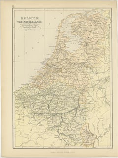 1882 Map of Belgium and The Netherlands Highlighting Geographical Details