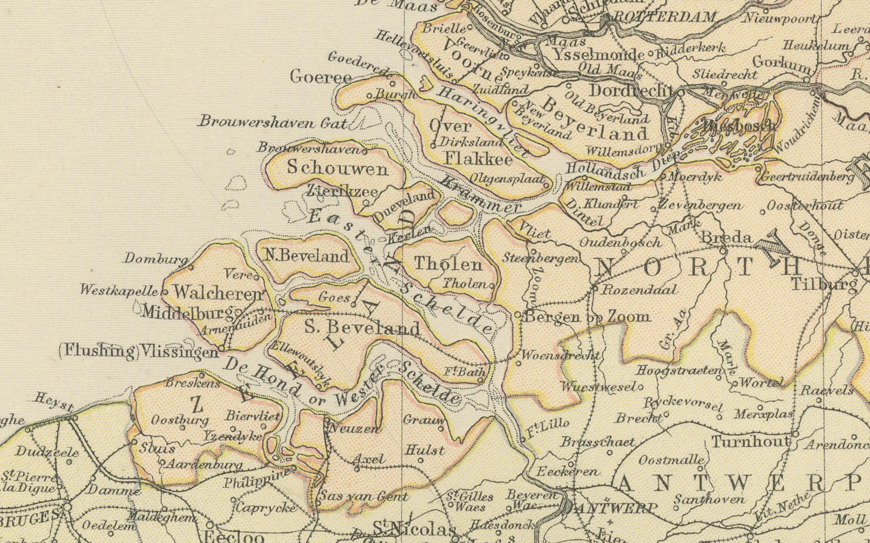 1882 Karte von Belgien und den Niederlanden Highlighting geografische Details im Angebot 2