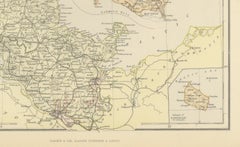 1882 Map of Denmark, Schleswig, and Holstein Highlighting Geographical Details