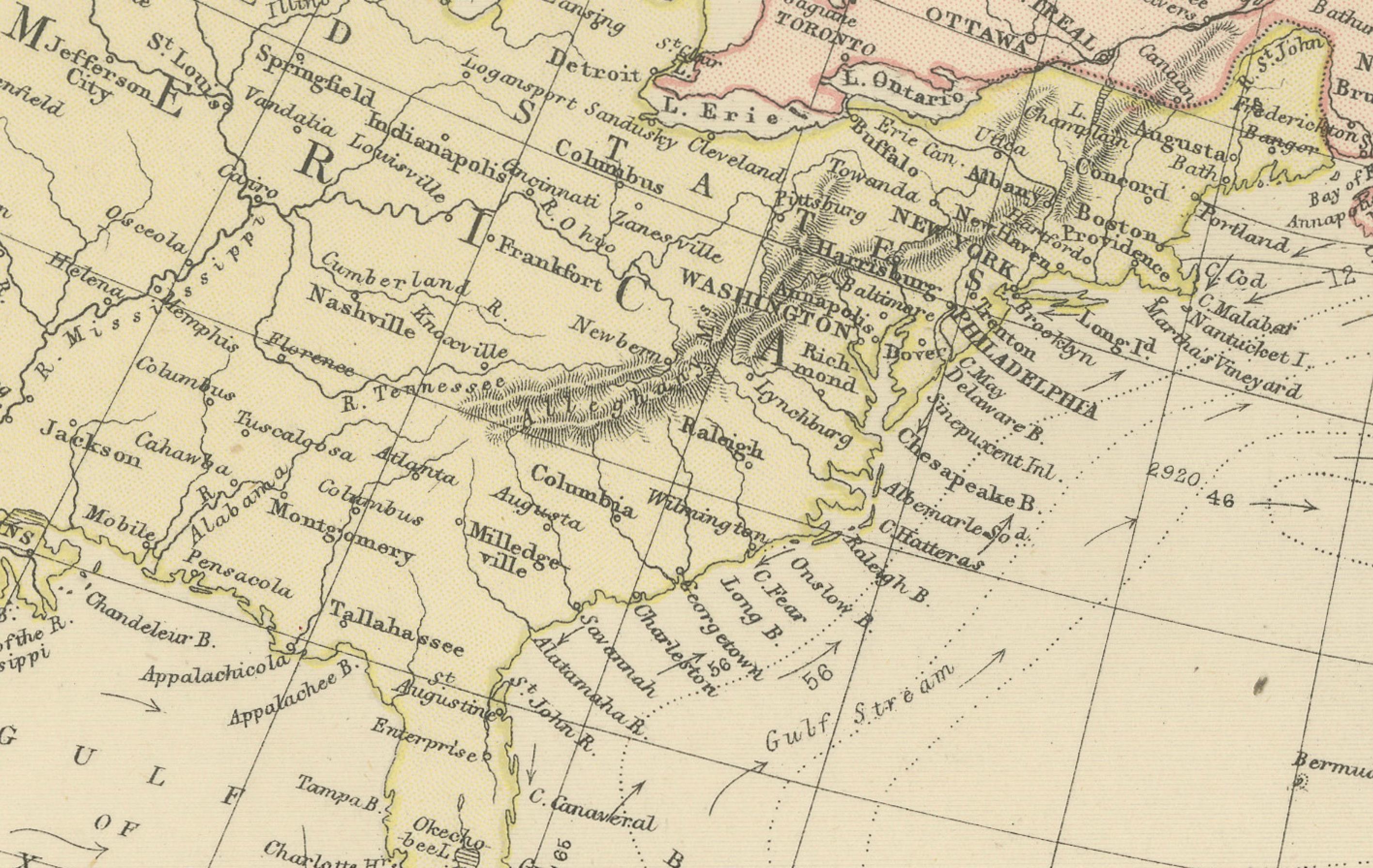 Questa mappa del 1882 dell'Oceano Atlantico settentrionale, pubblicata da Blackie and Son come parte del 