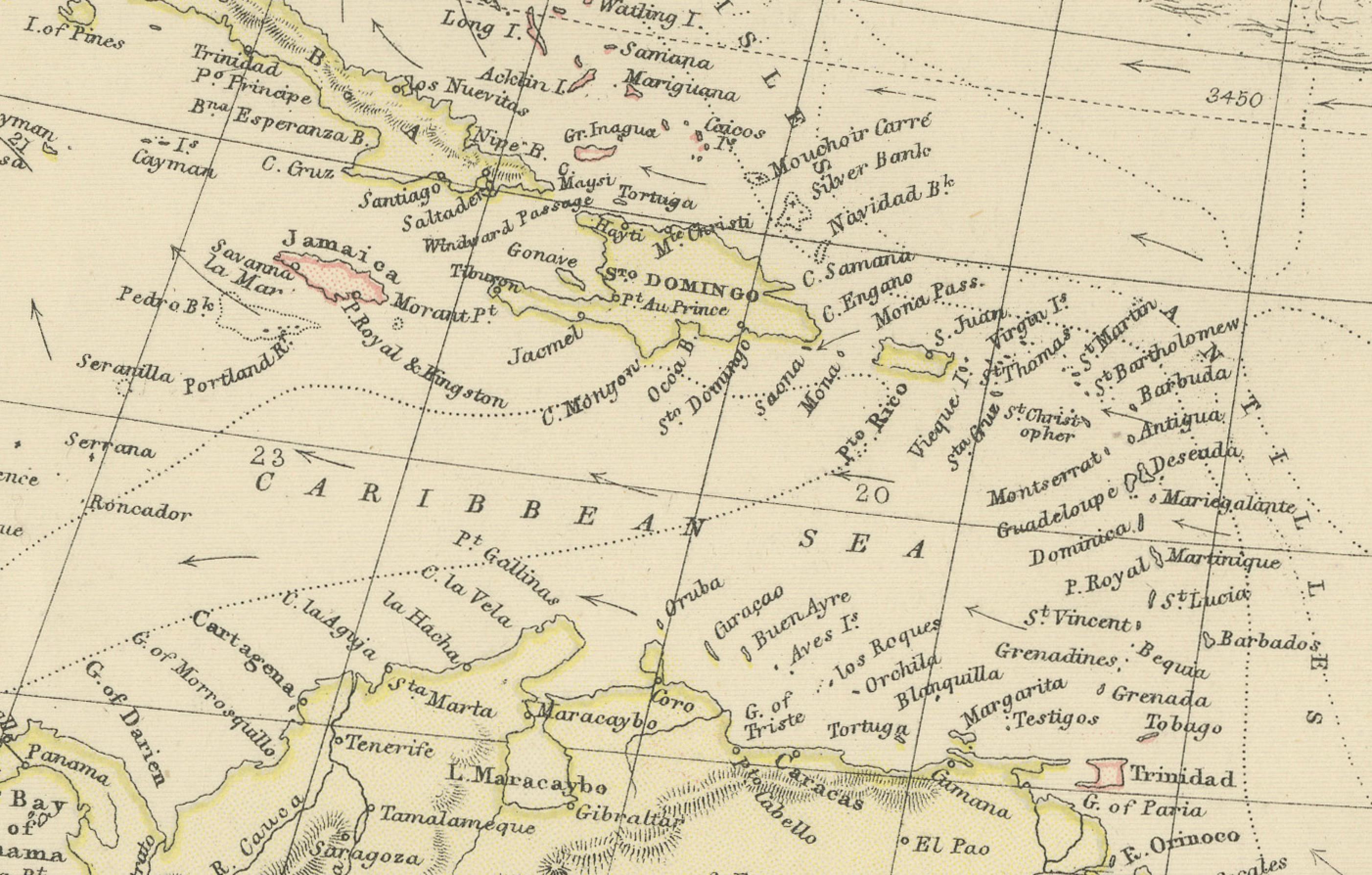 Mappa del 1882 dell'Oceano Atlantico settentrionale con le tracce dei cavi e gli alisei In condizioni buone in vendita a Langweer, NL