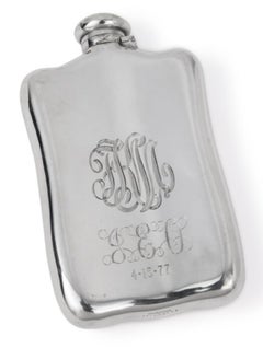 1882 Tiffany & Co. Sterling Silver Flask of Victorian Equestrian Riding Scene