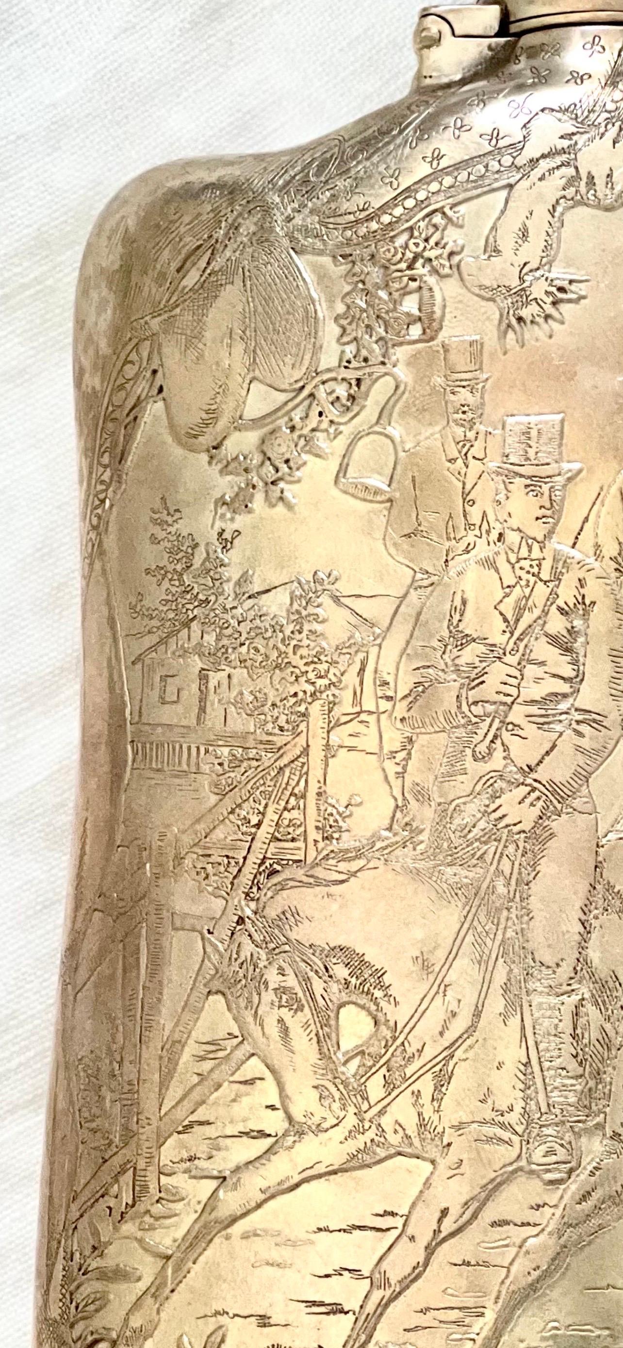 1882 Tiffany & Co. Flask von viktorianischer Reiter-Reitszene aus Sterlingsilber (amerikanisch) im Angebot