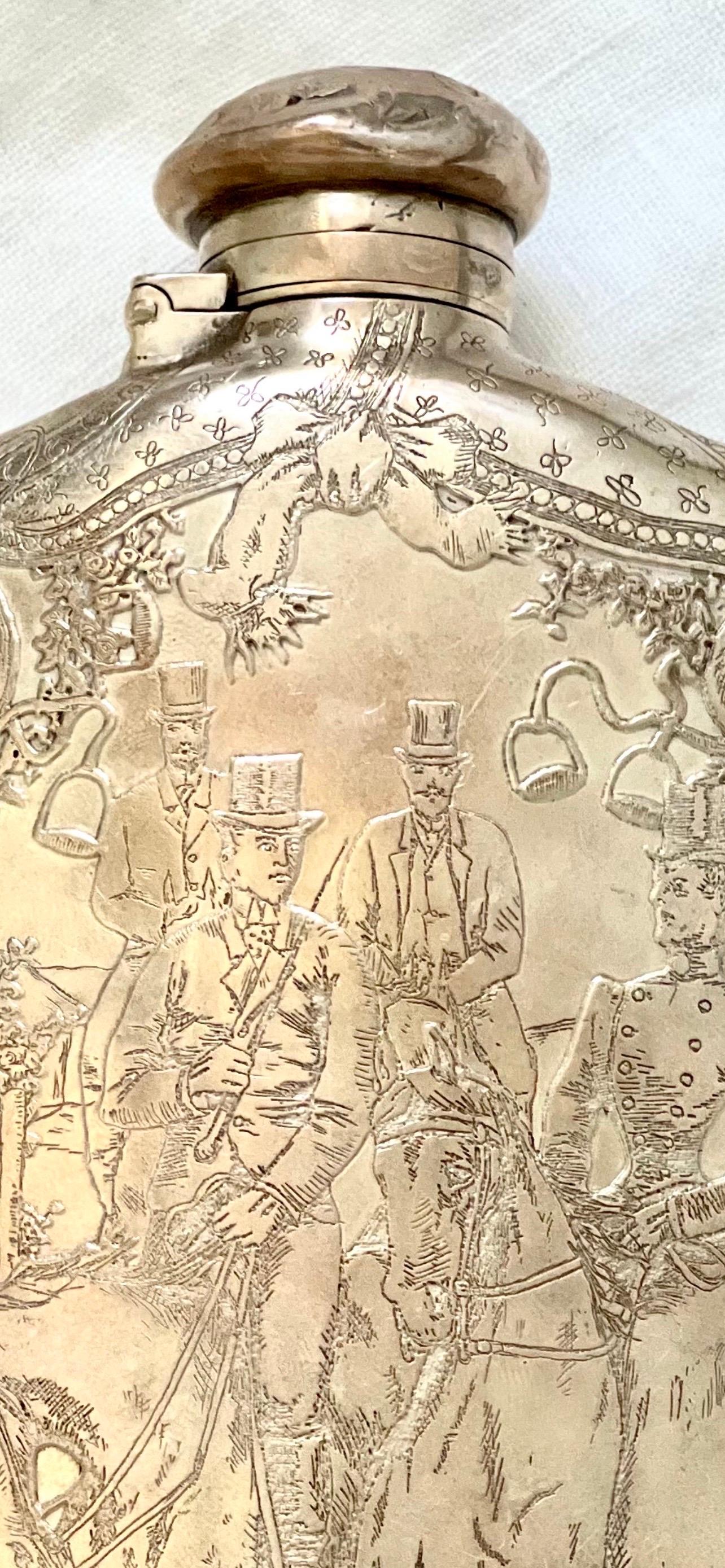Buriné 1882 Tiffany & Co. Écharpe en argent sterling représentant une scène d'équitation victorienne en vente
