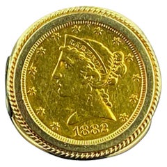 1882 US $5 Gold Coin in 14 Karat Yellow Gold Mounting