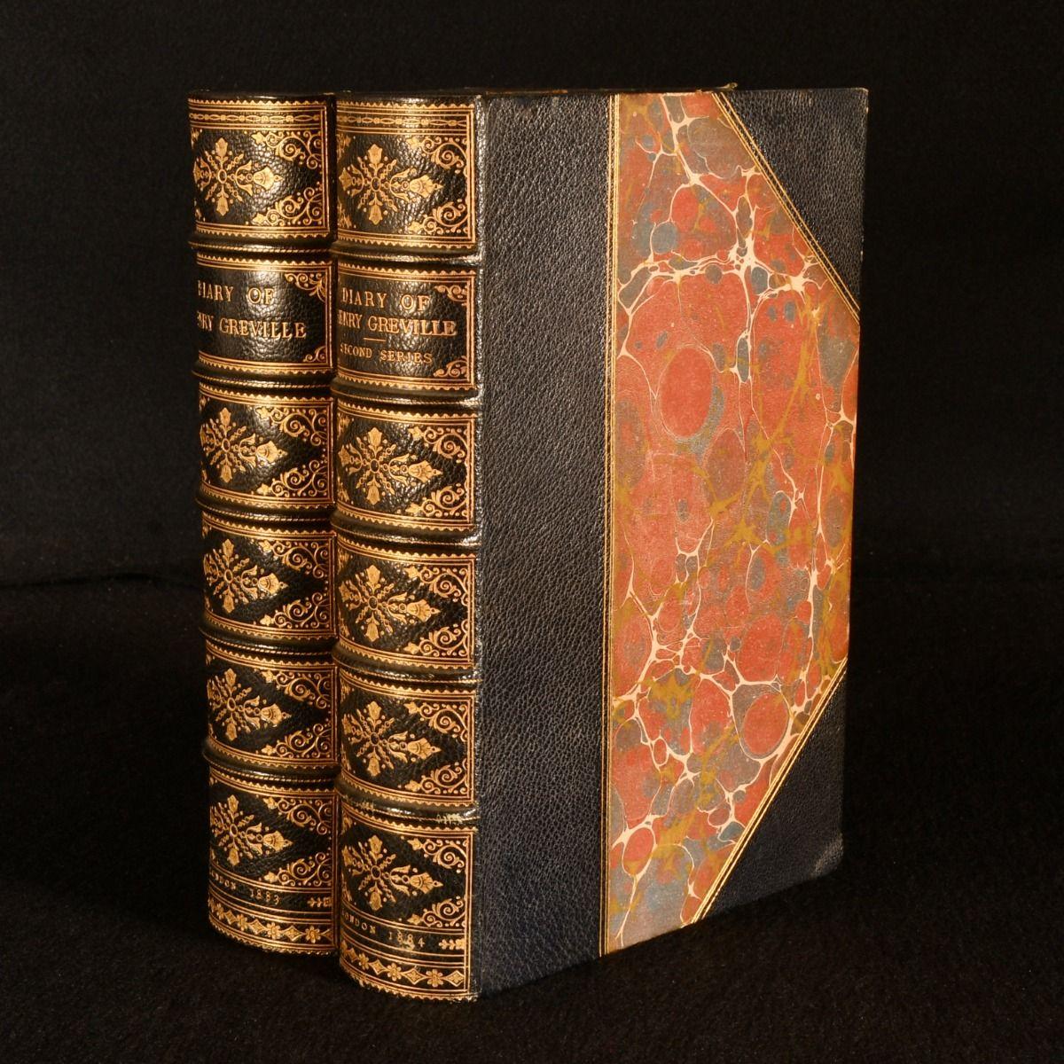An extra illustrated first edition of the diaries of Henry Greville, with a signed letter from editor Viscountess Enfield, Greville's niece.

The scarce first editions of both the first and second series of this work, in a half morocco signed