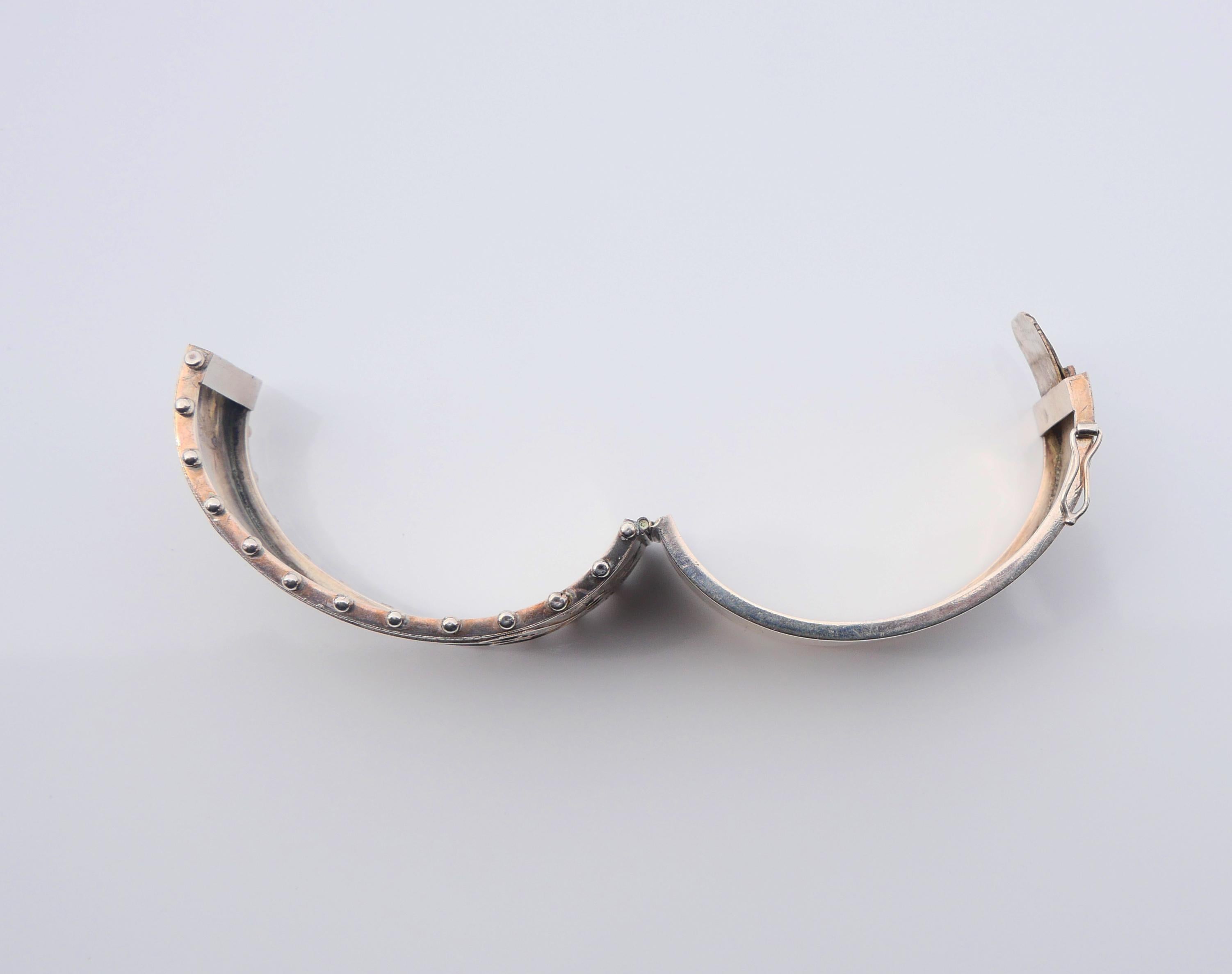 1883 Antique British Bracelet solid Sterling silver 14K Rose gold size S/M /36gr en vente 7