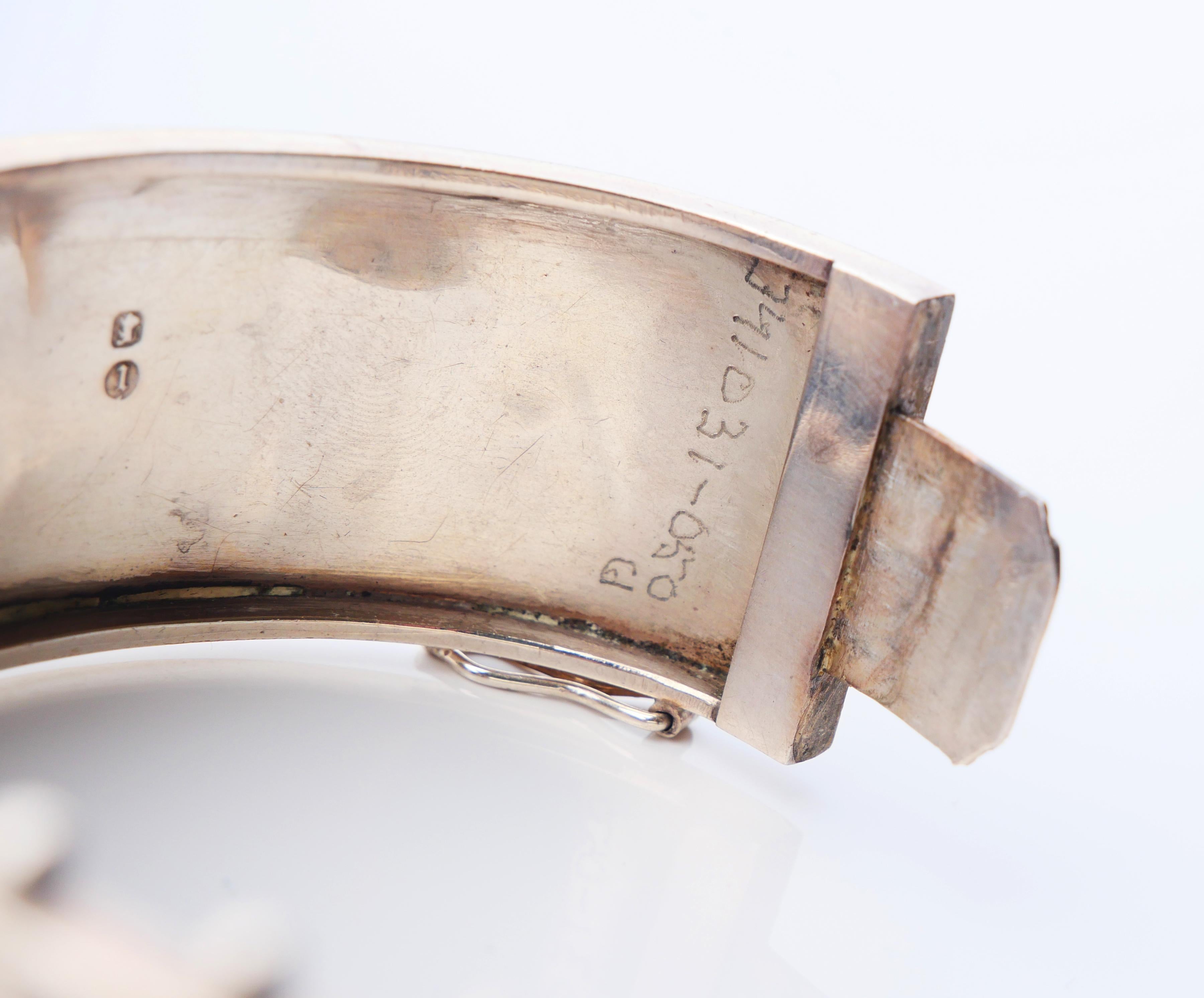 1883 Antique British Bracelet solid Sterling silver 14K Rose gold size S/M /36gr en vente 9