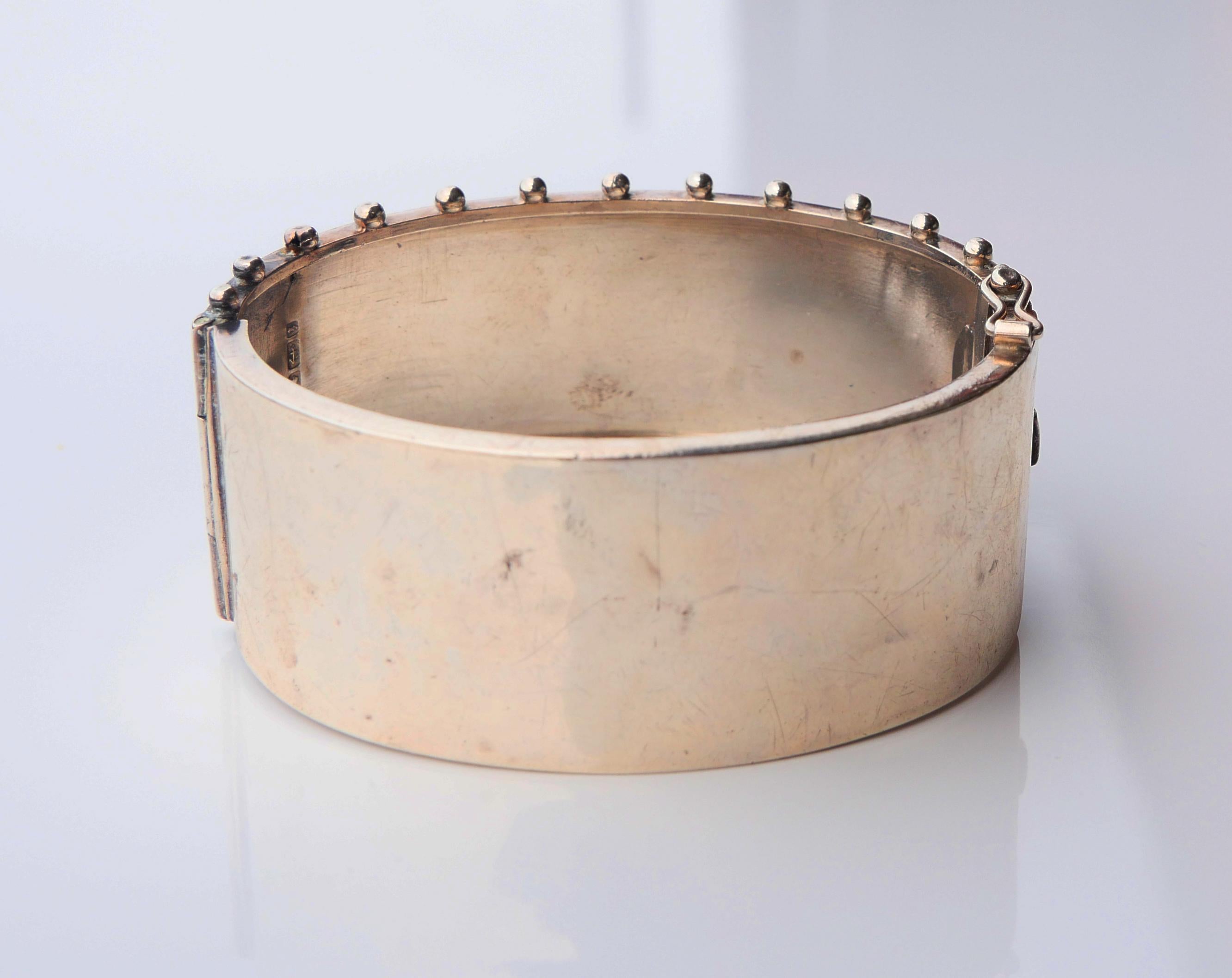 1883 Antique British Bracelet solid Sterling silver 14K Rose gold size S/M /36gr en vente 1