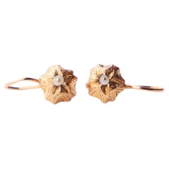 1883 Earrings Seed Pearls solid 18K Gold / 0.9gr