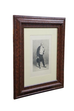1883 Antique French Radierung Self-Portrait von Lhéritier Georges Cain Burled Frame