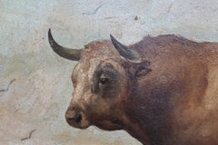 1883 Set of Three Oil on Canvas Bull Portraits by Luis Juliá Carrere