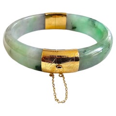 1883 Viceroy's Elliptical Burmese A-Jade Bangle Bracelet (with 14K Yellow Gold)