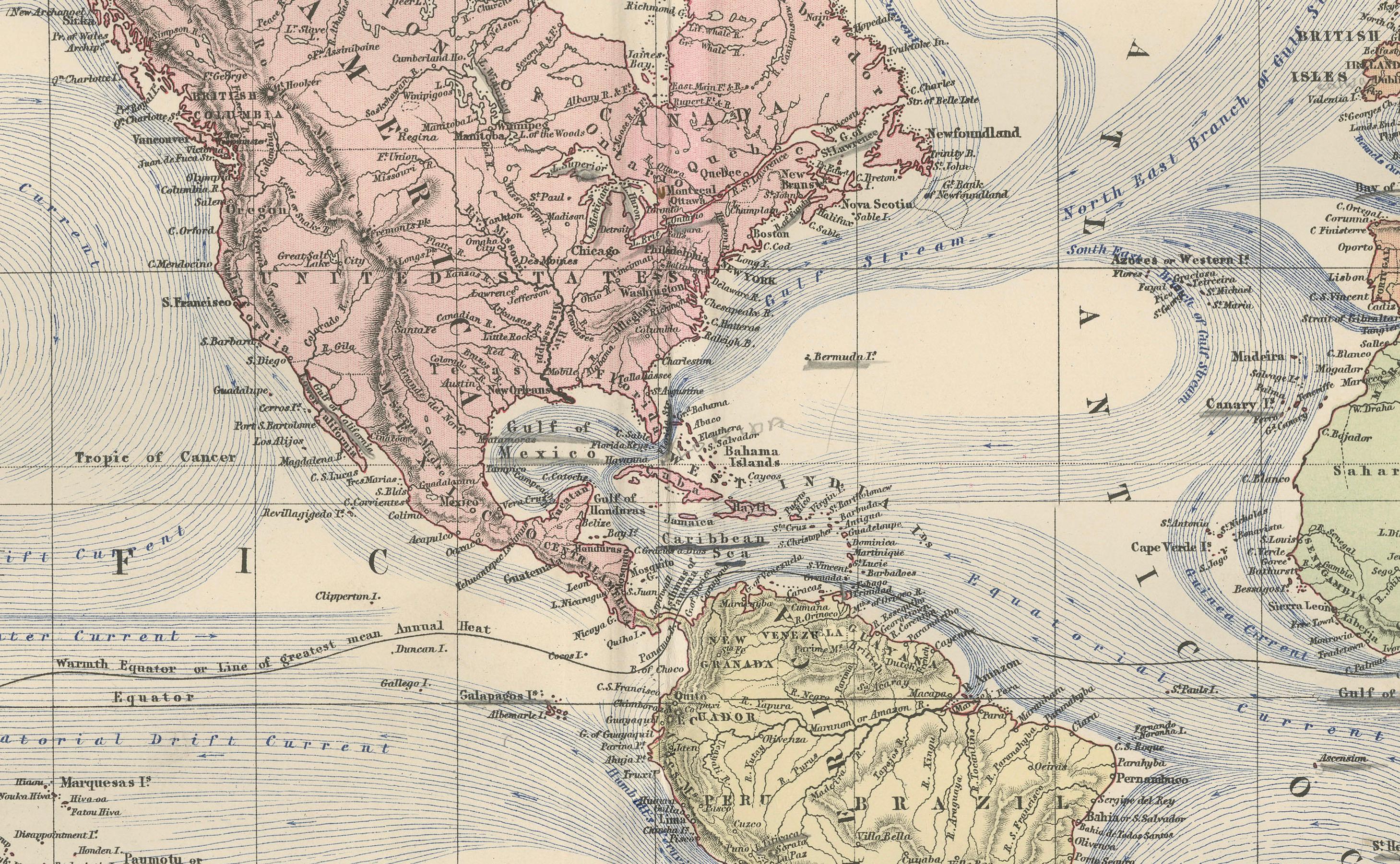 1884 Carte du monde décorative ancienne - Projection de Mercator, Impression de l'époque victorienne en vente 2