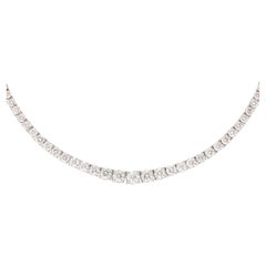 18.84 Carat Diamond ‘Center 1ct’ Tennis Necklace 18 Karat White Gold