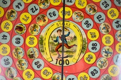 1884 Cromolitografia 'Run for the Stakes' Gioco dei cavalli per bambini, incorniciato